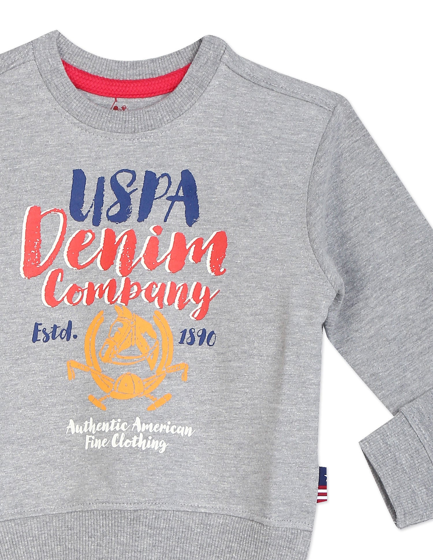 Crew Neck Brand Print Sweatshirt Grey - U.S. POLO ASSN. | Large