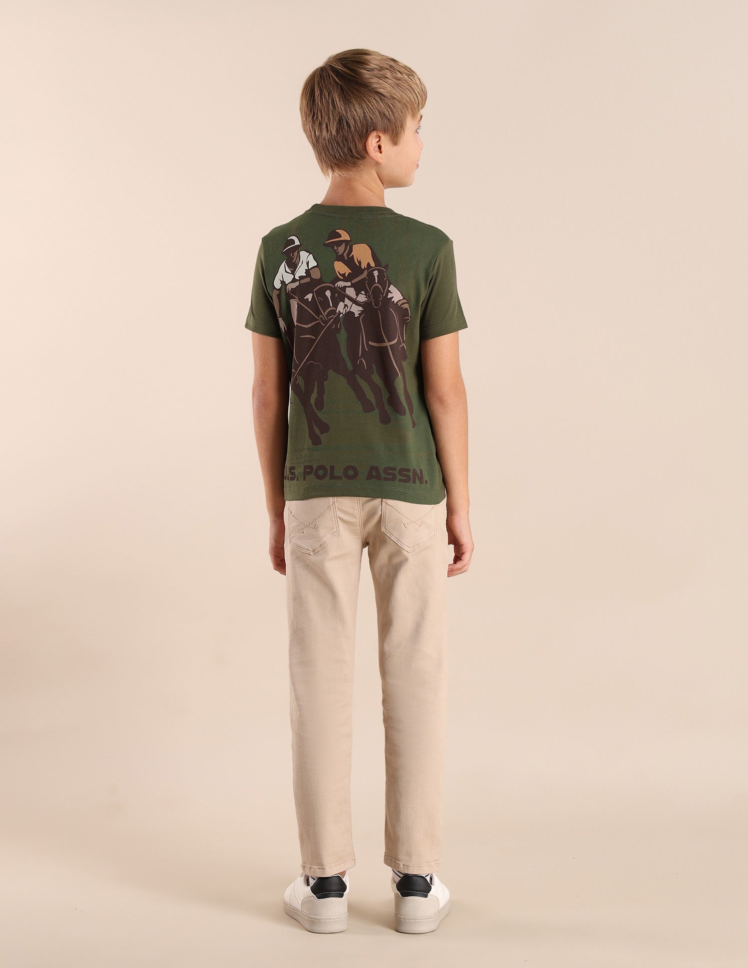 Boys Brand Printed Regular Fit T-Shirt Olive - U.S. POLO ASSN. | Large