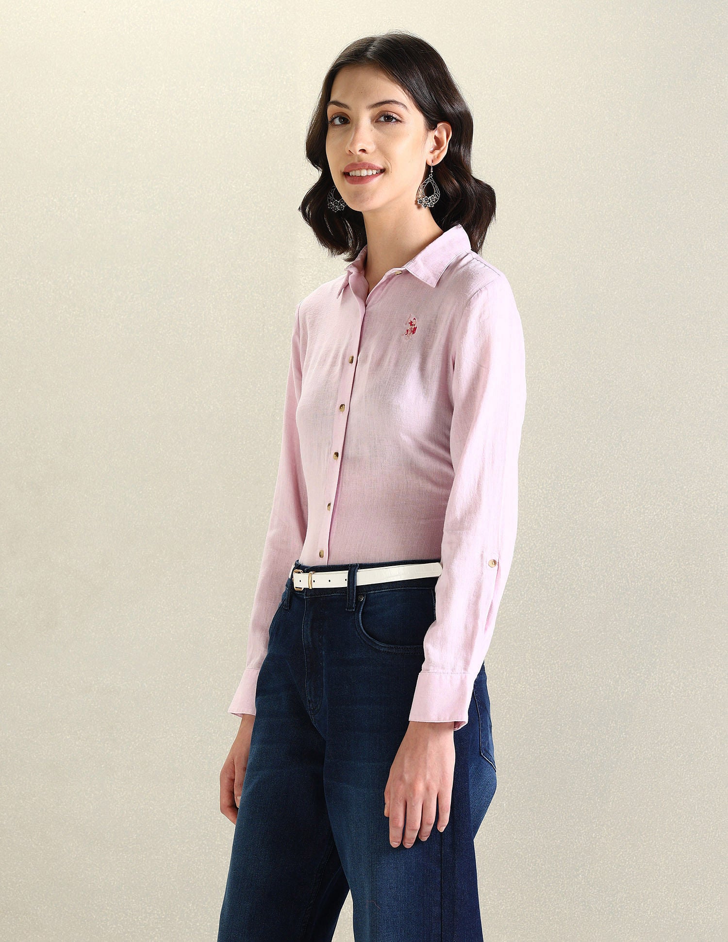 Spread Collar Linen Top Lavender - U.S. Polo Assn. India | Large