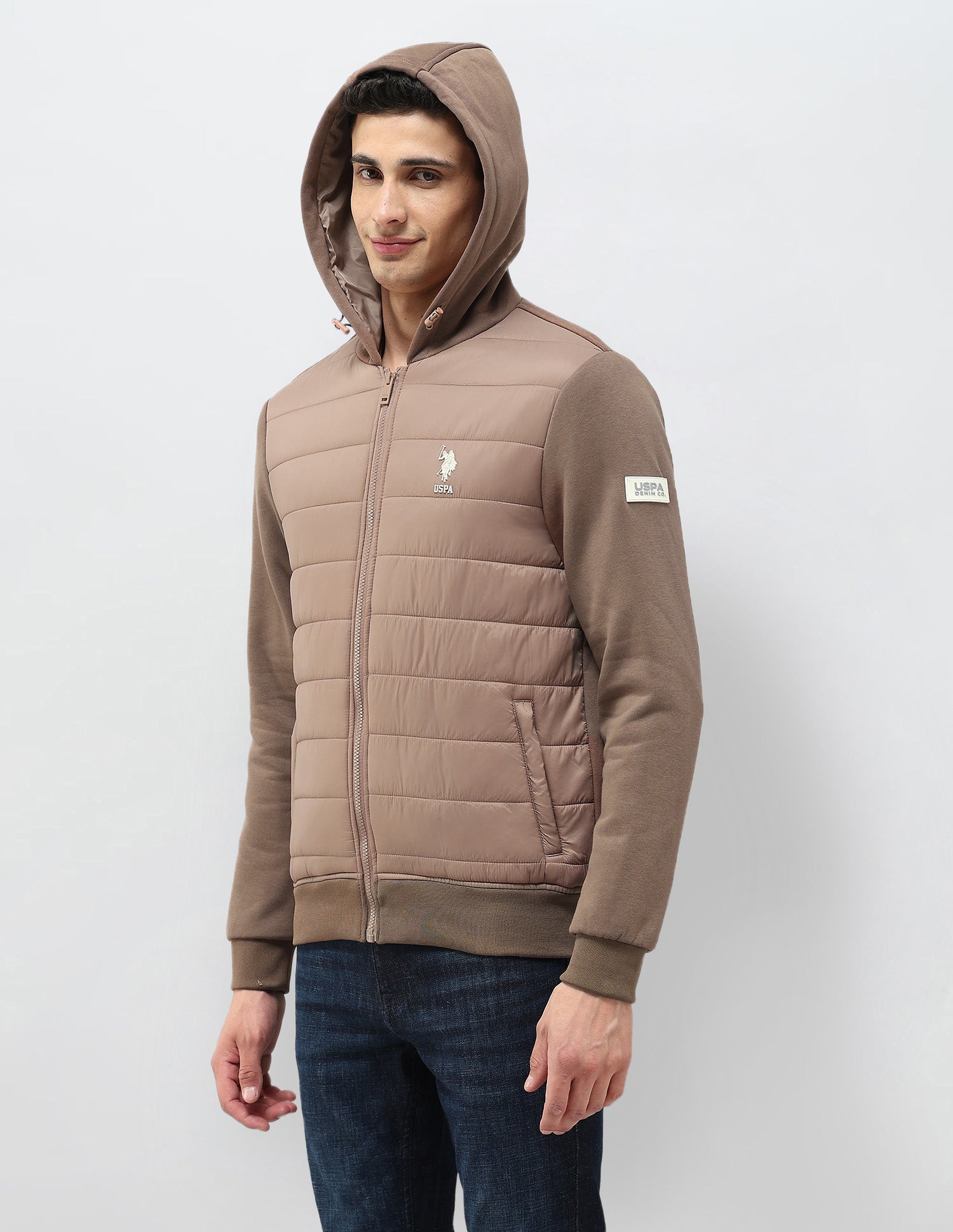 Solid Hooded Puffer Jacket Khaki - U.S. POLO ASSN. | Large