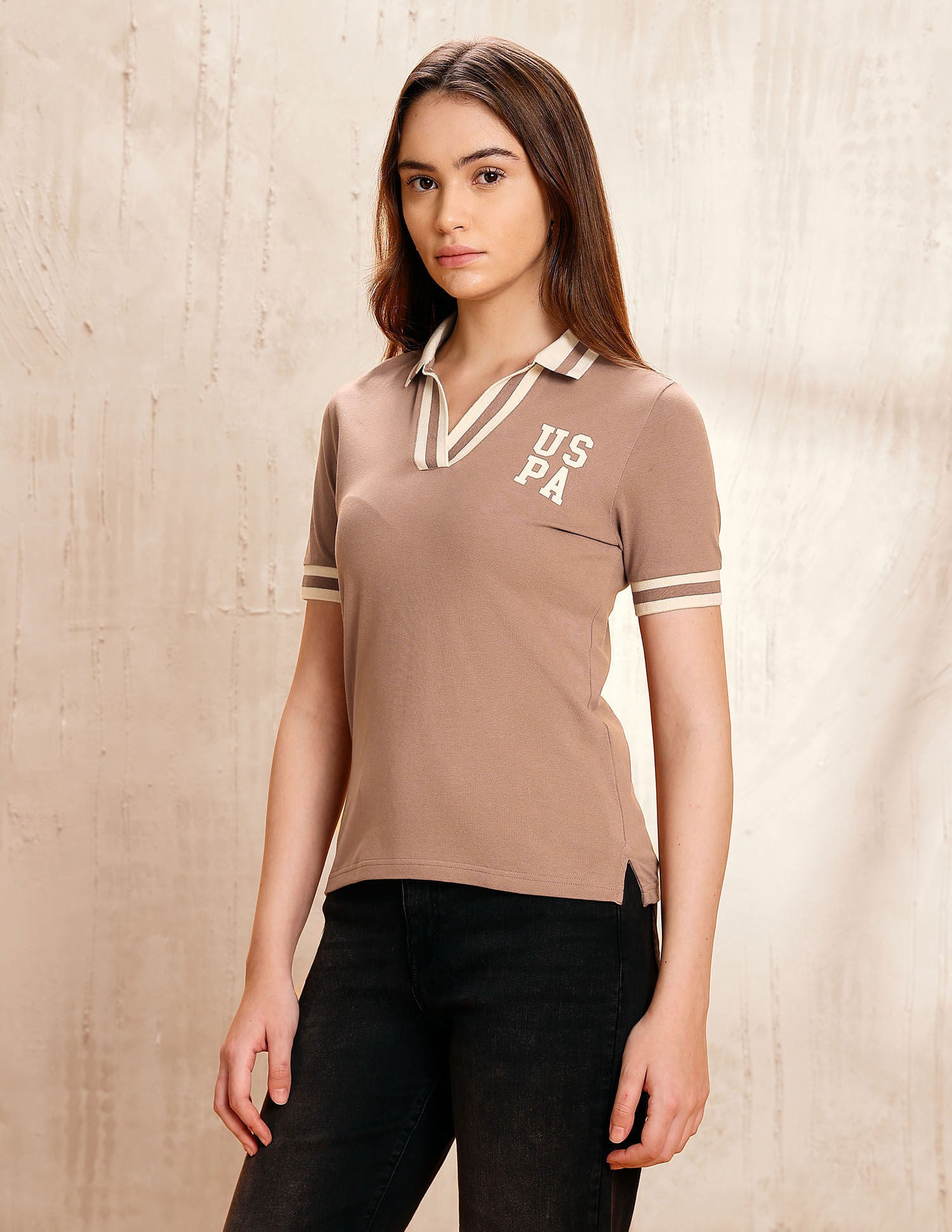 Regular Fit Solid Polo Shirt Brown - U.S. Polo Assn. India | Large