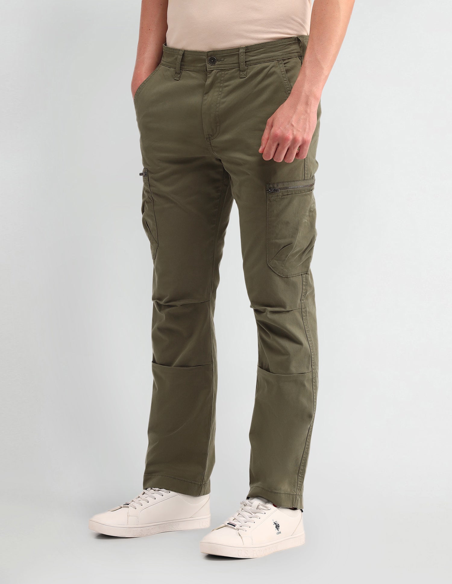 Straight Solid Trousers Olive - U.S. POLO ASSN. | Large