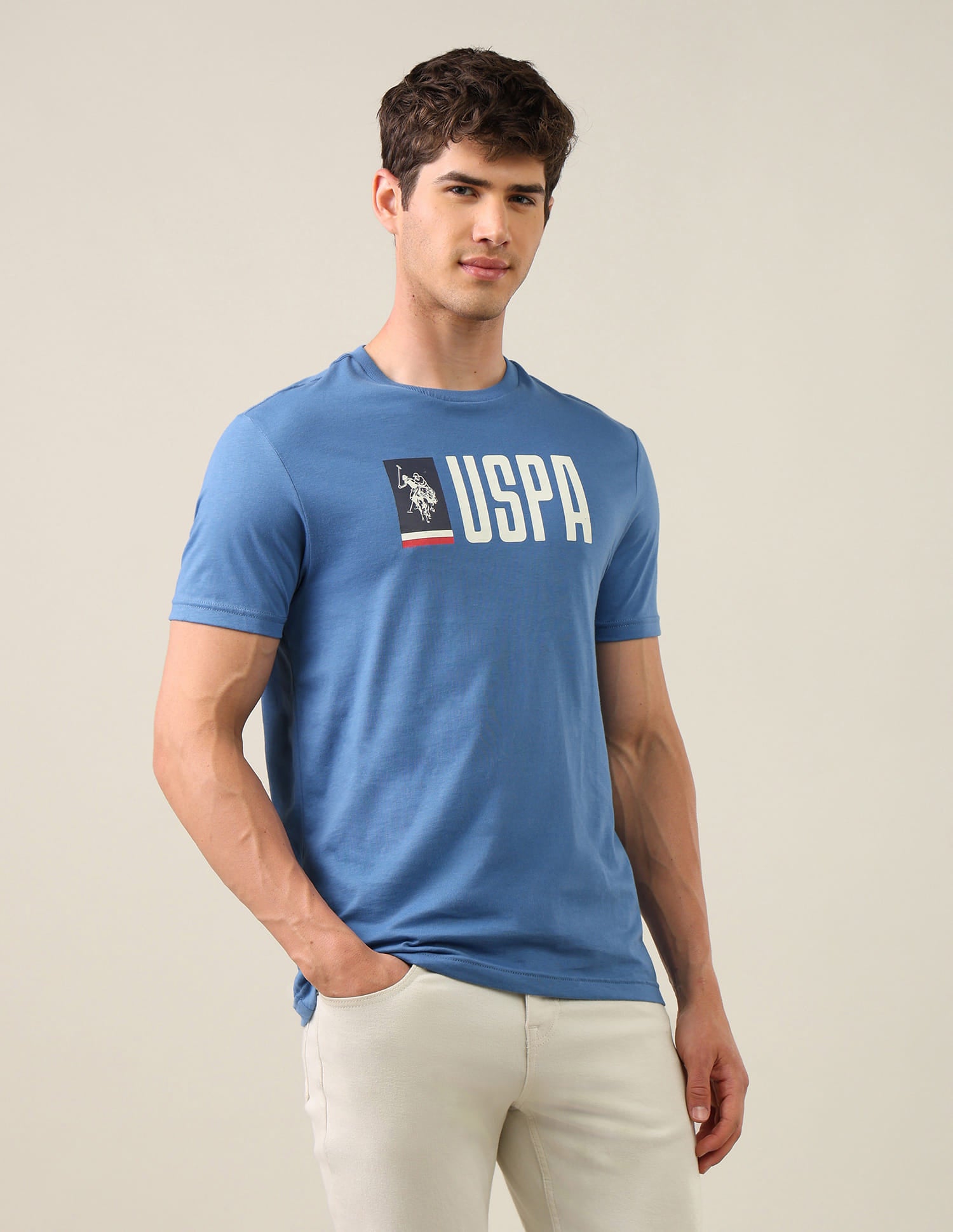 Brand Printed Regular Fit T-Shirt Blue - U.S. Polo Assn. India | Large