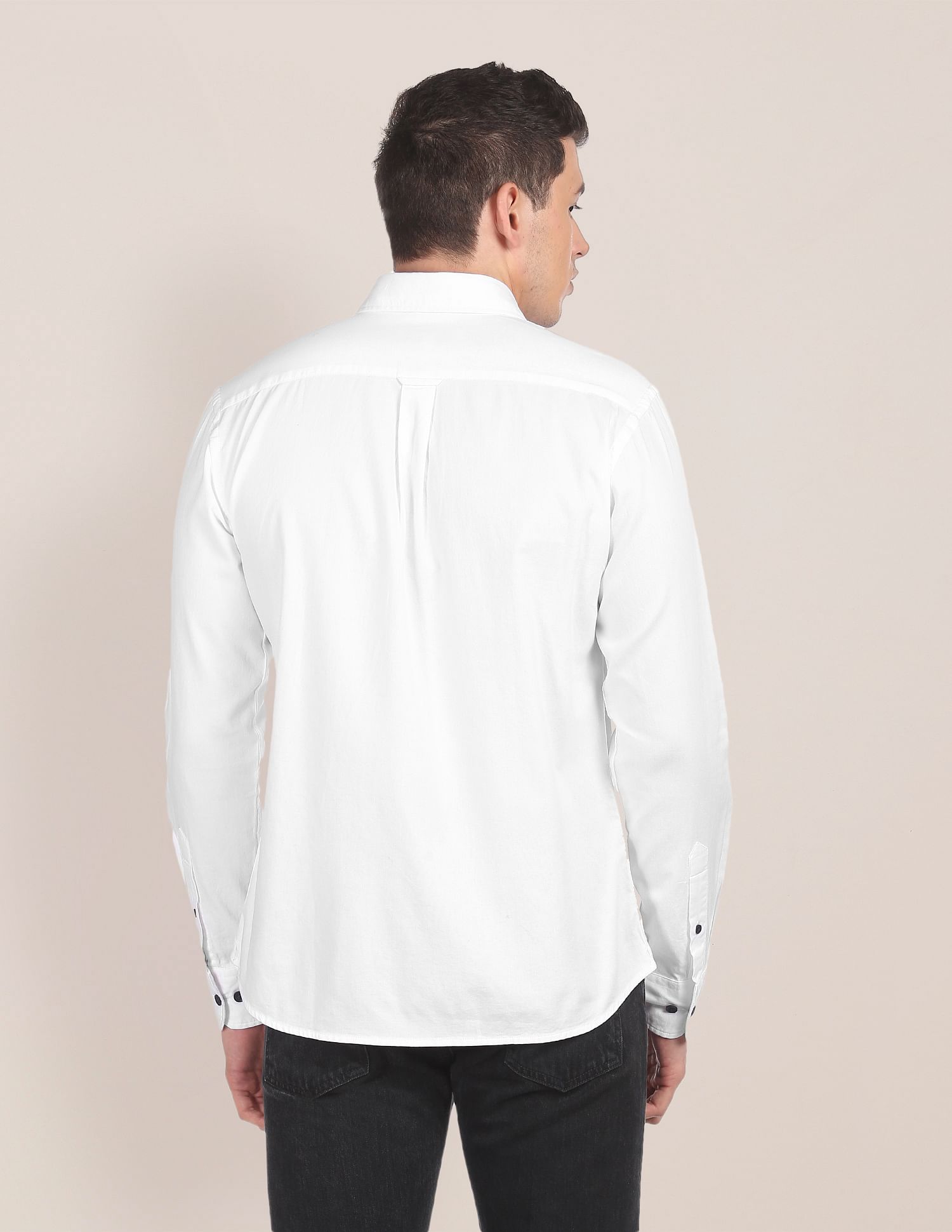 Tailored Regular Fit Solid Casual Shirt White - U.S. POLO ASSN. | Large