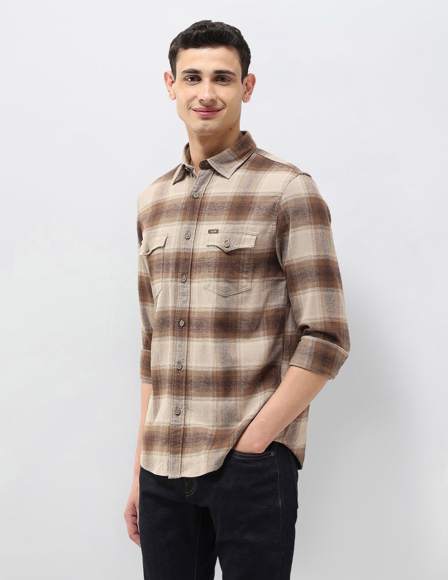 Twill Tartan Checked Shirt Khaki - U.S. POLO ASSN. | Large