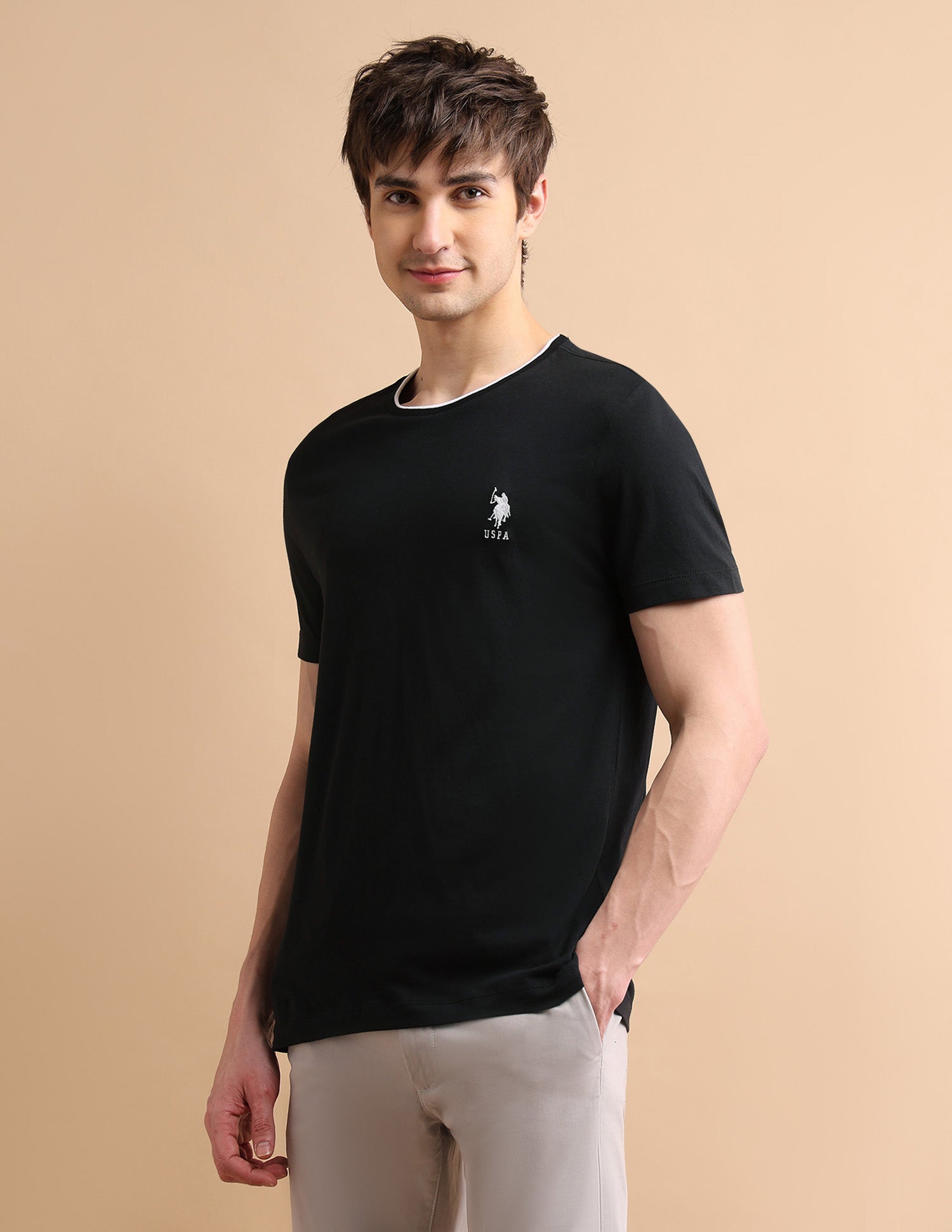 Stretchy Tipped T-Shirt Black - U.S. POLO ASSN. | Large