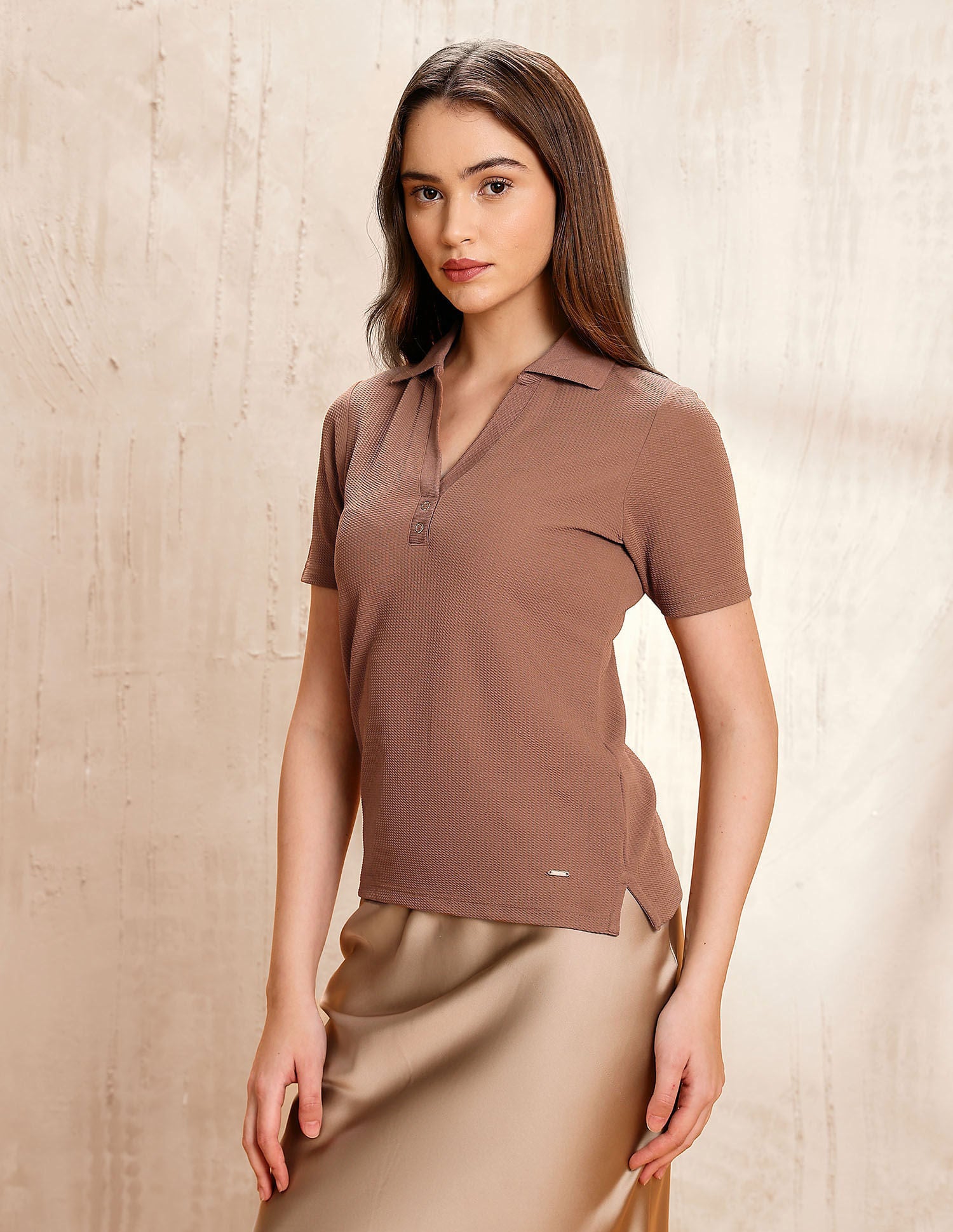 Textured Regular Fit Polo Shirt Beige - U.S. Polo Assn. India | Large