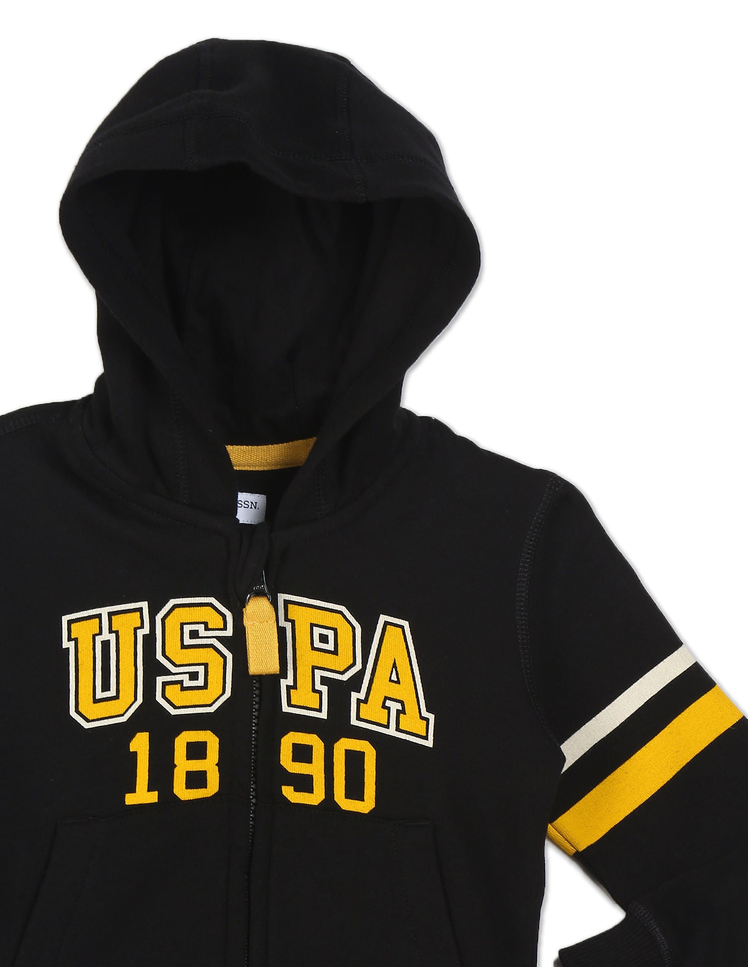 Long Sleeve Brand Print Hooded Sweatshirt Black - U.S. POLO ASSN. | Large