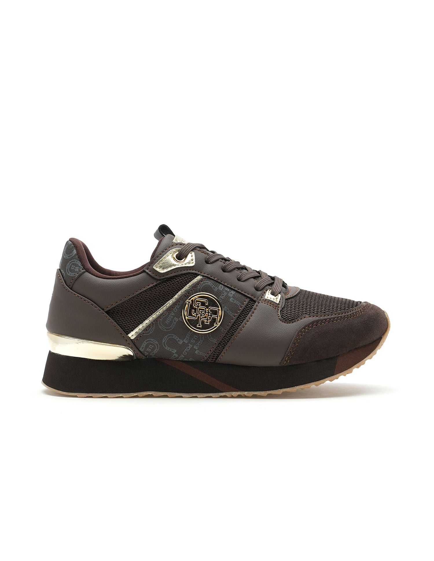 Women Metallic Logo Stella Sneakers Brown - U.S. POLO ASSN. | Large