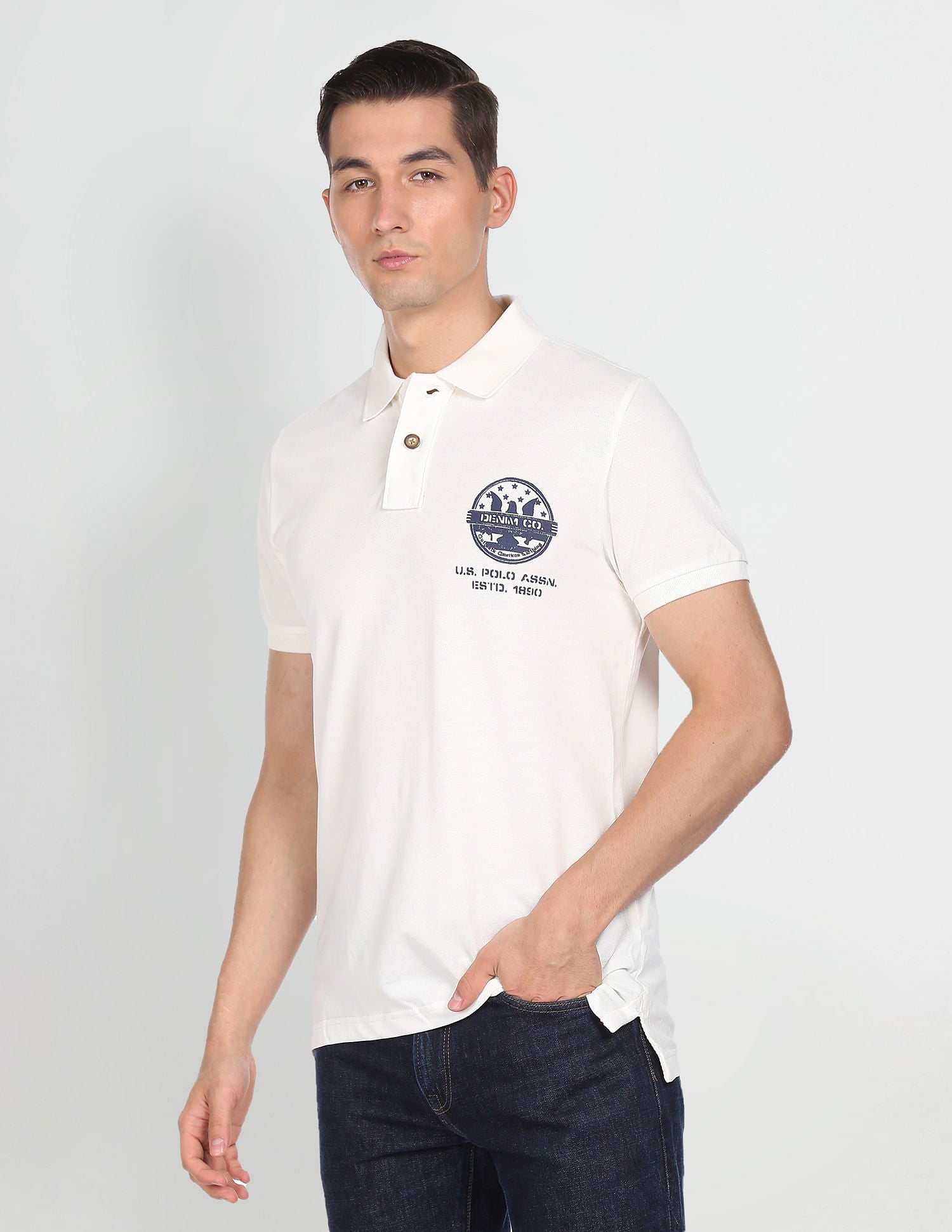 Short Sleeve Solid Polo Shirt Off White - U.S. POLO ASSN. | Large