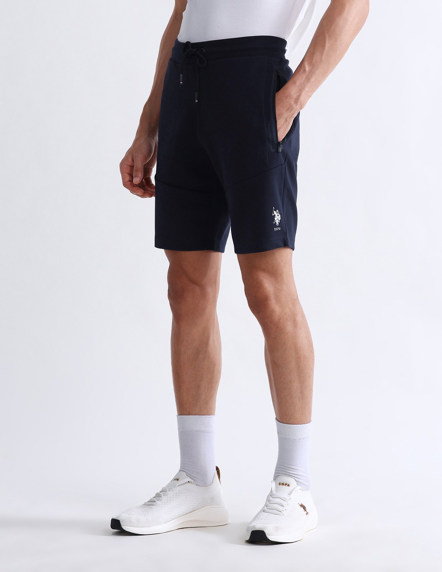 Solid Slim Fit Active Shorts Navy - U.S. Polo Assn. India | Large