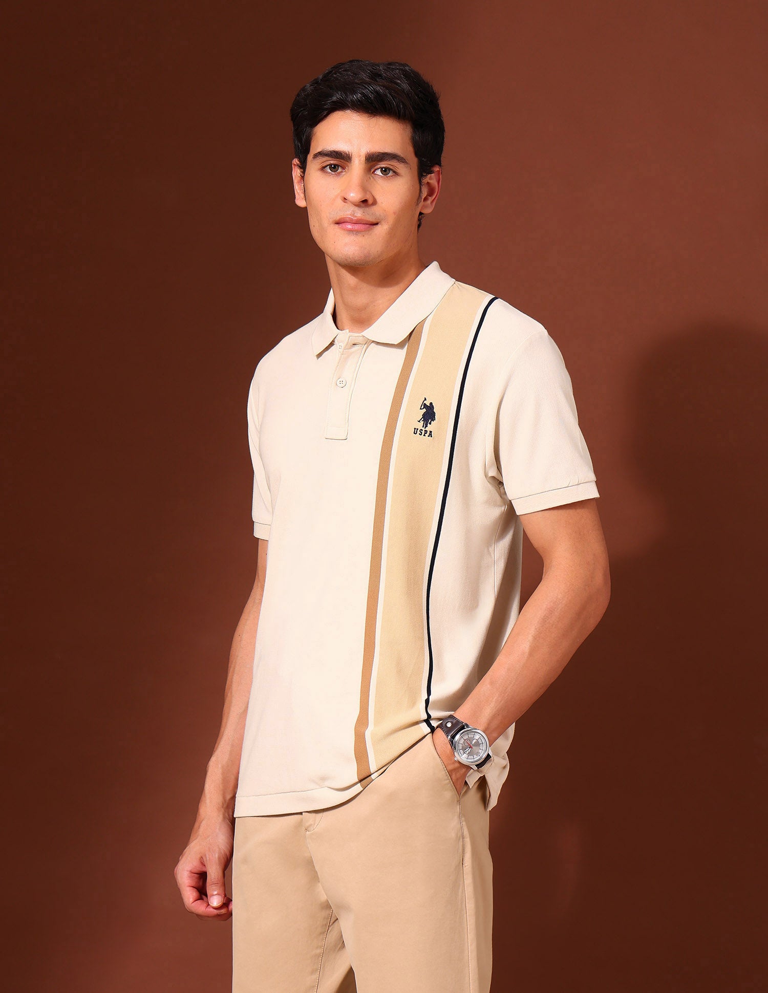 Colourblocked Classic Polo Shirt Off White - U.S. Polo Assn. India | Large