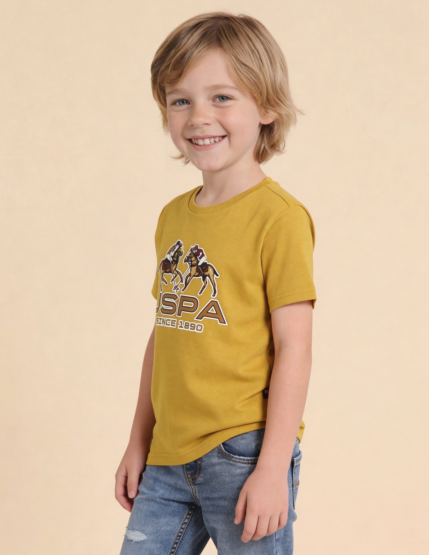 Graphic Brand Printed Regular Fit T-Shirt Mustard - U.S. Polo Assn. India | Large