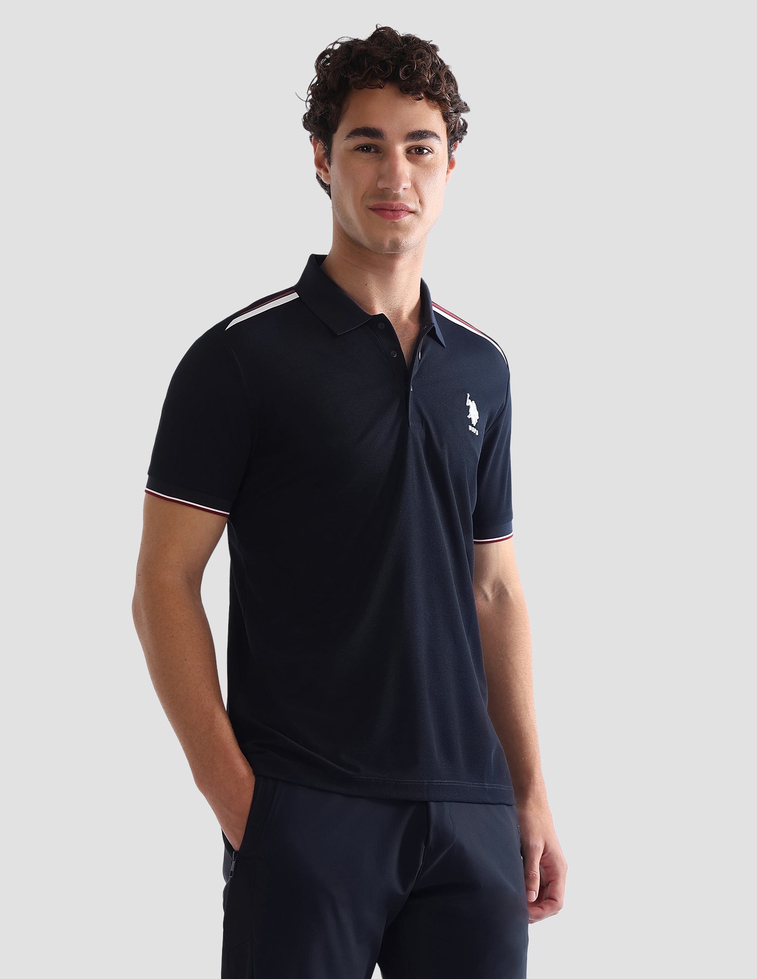 Solid Slim Fit Active Polo Shirt Navy - U.S. Polo Assn. India | Large
