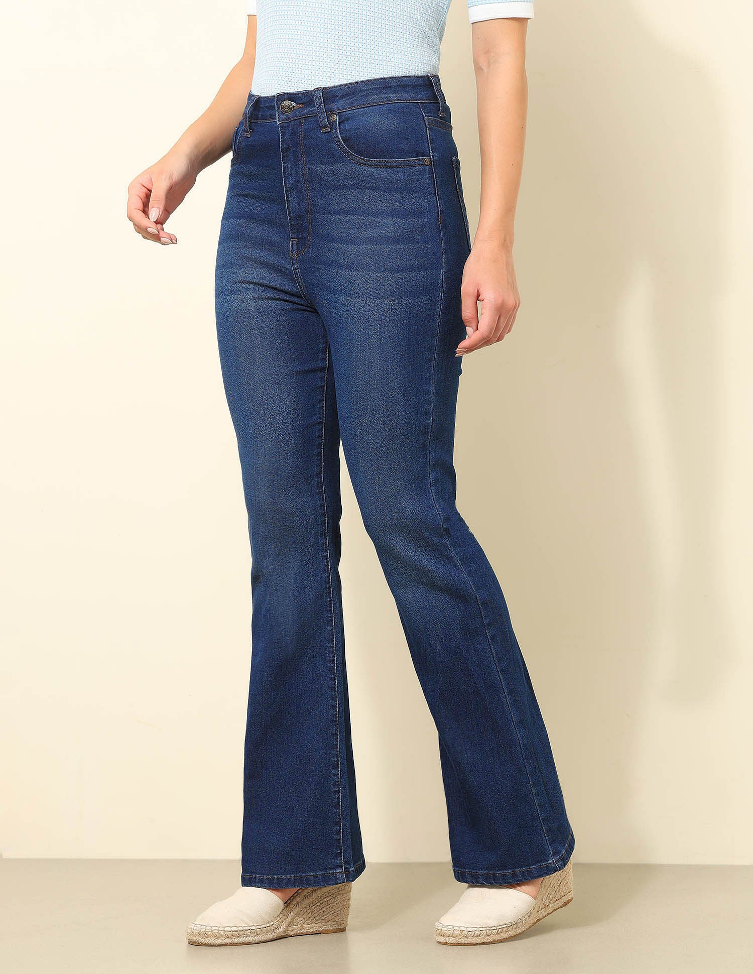 Ultra-High Rise Flared Fit Jeans Dark Blue - U.S. POLO ASSN. | Large