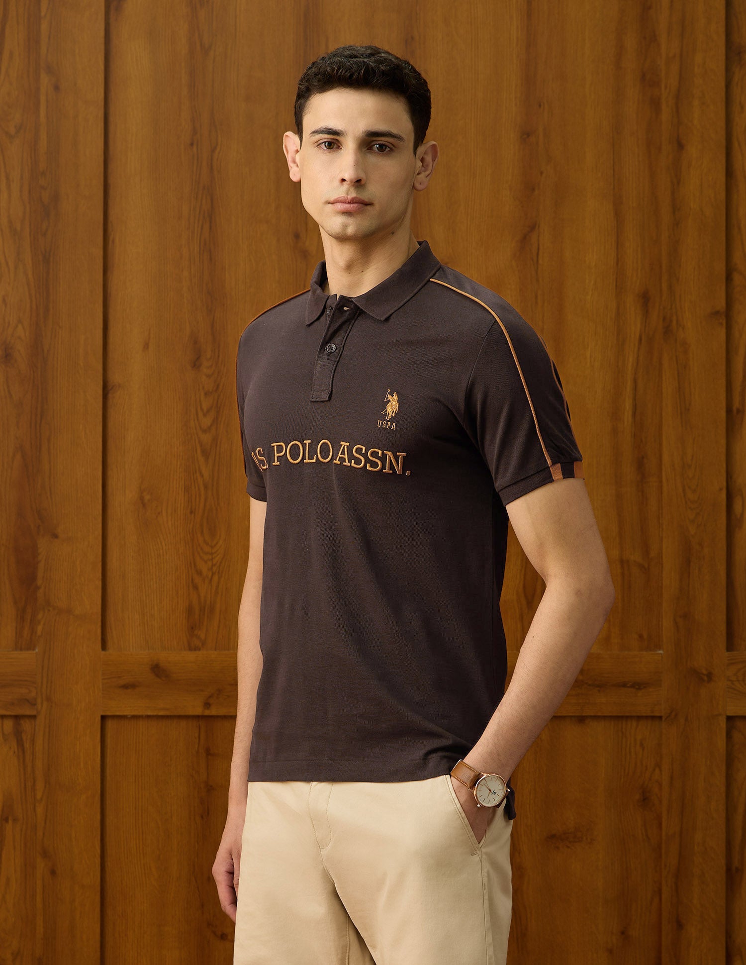 Regular Fit Equestrian Aisle Theater Polo Shirt Dark Brown - U.S. POLO ASSN. | Large