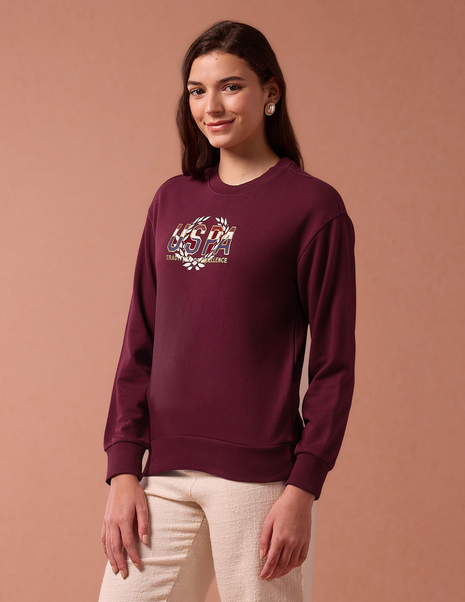 Hd Print Regular Fit Sweatshirt Maroon - U.S. POLO ASSN. | Large