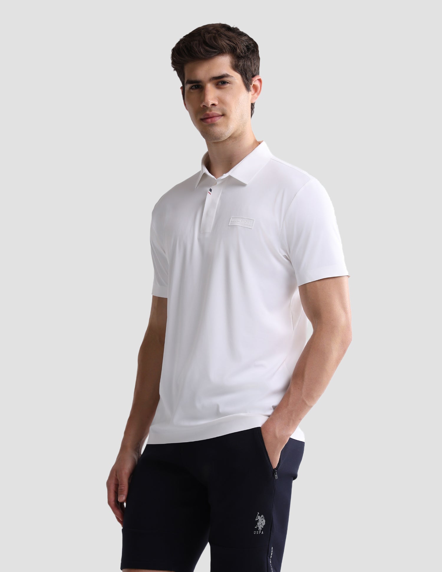 Solid Slim Fit Active Polo Shirt White - U.S. Polo Assn. India | Large
