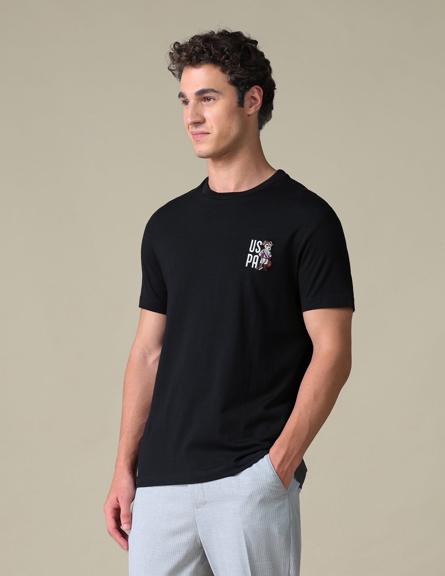 Slim Fit Graphic Brand Printed T-Shirt Black - U.S. Polo Assn. India | Large