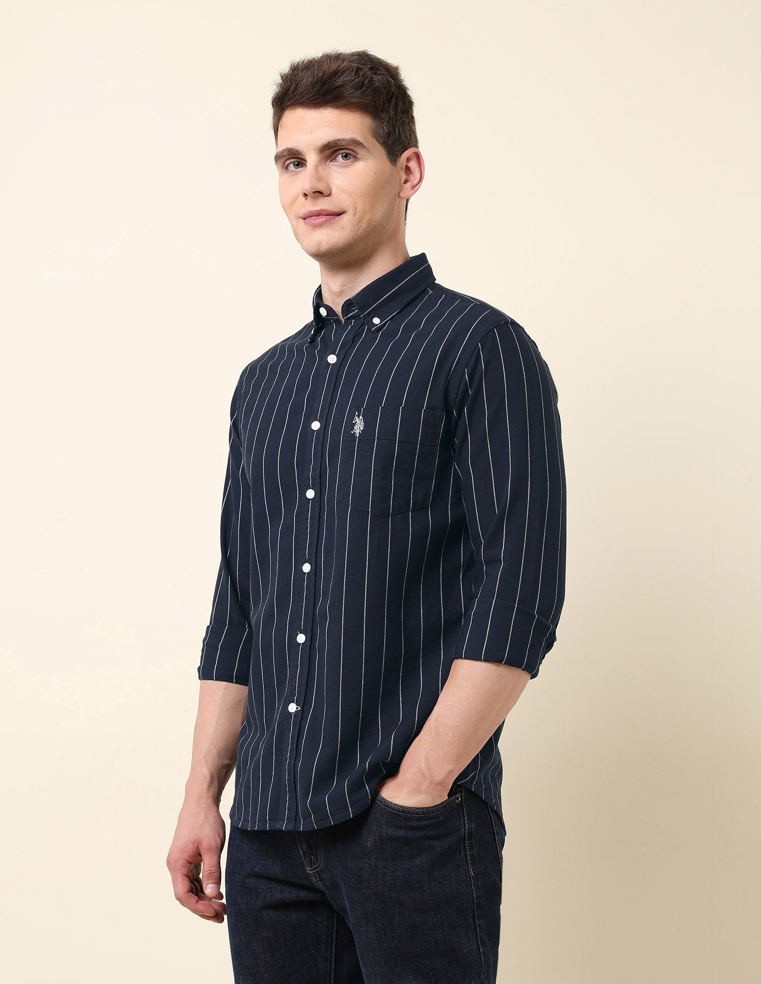 Pinstriped Oxford Shirt Navy - U.S. Polo Assn. India | Large