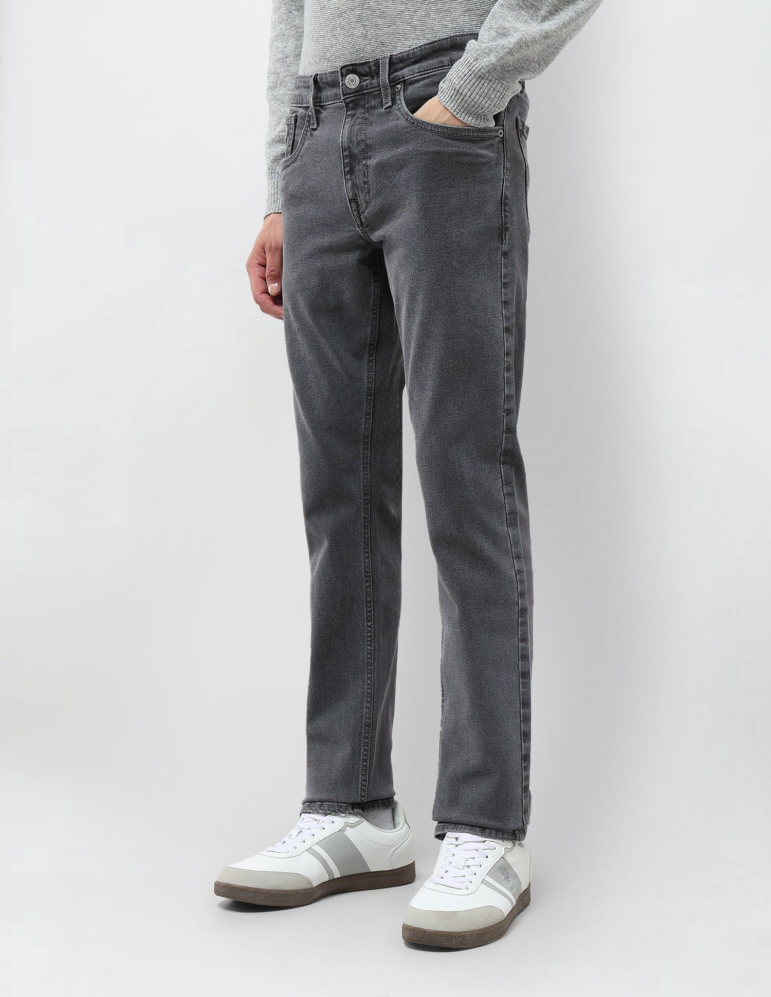 Regallo Skinny Fit Mid Rise Jeans Mid Grey - U.S. Polo Assn. India | Large