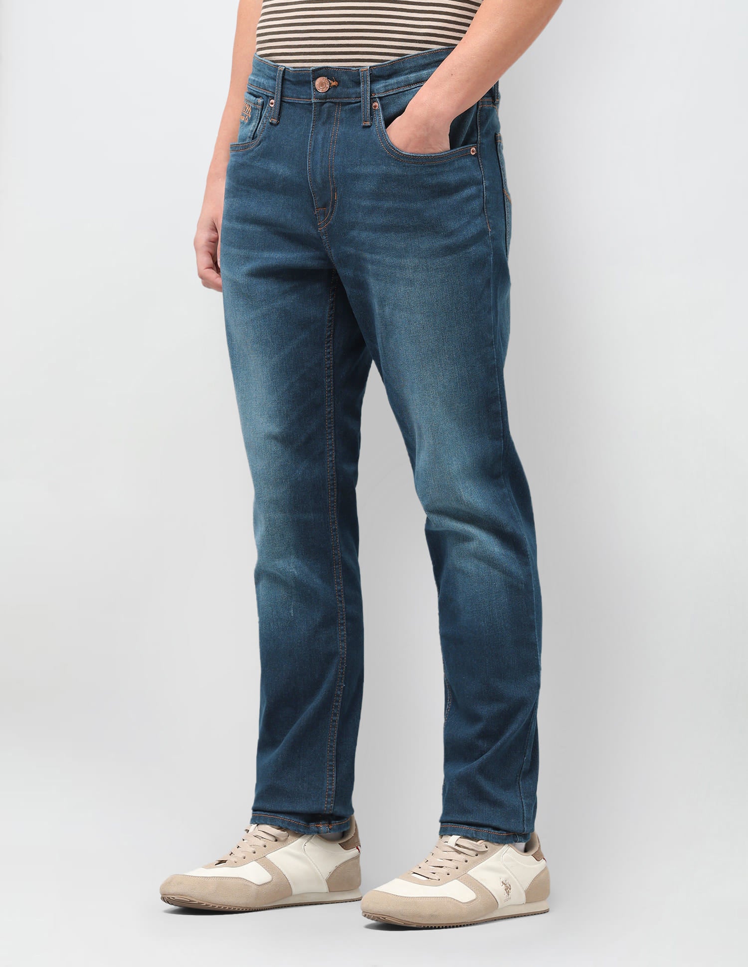 Solid Slim Fit Jeans Blue - U.S. Polo Assn. India | Large