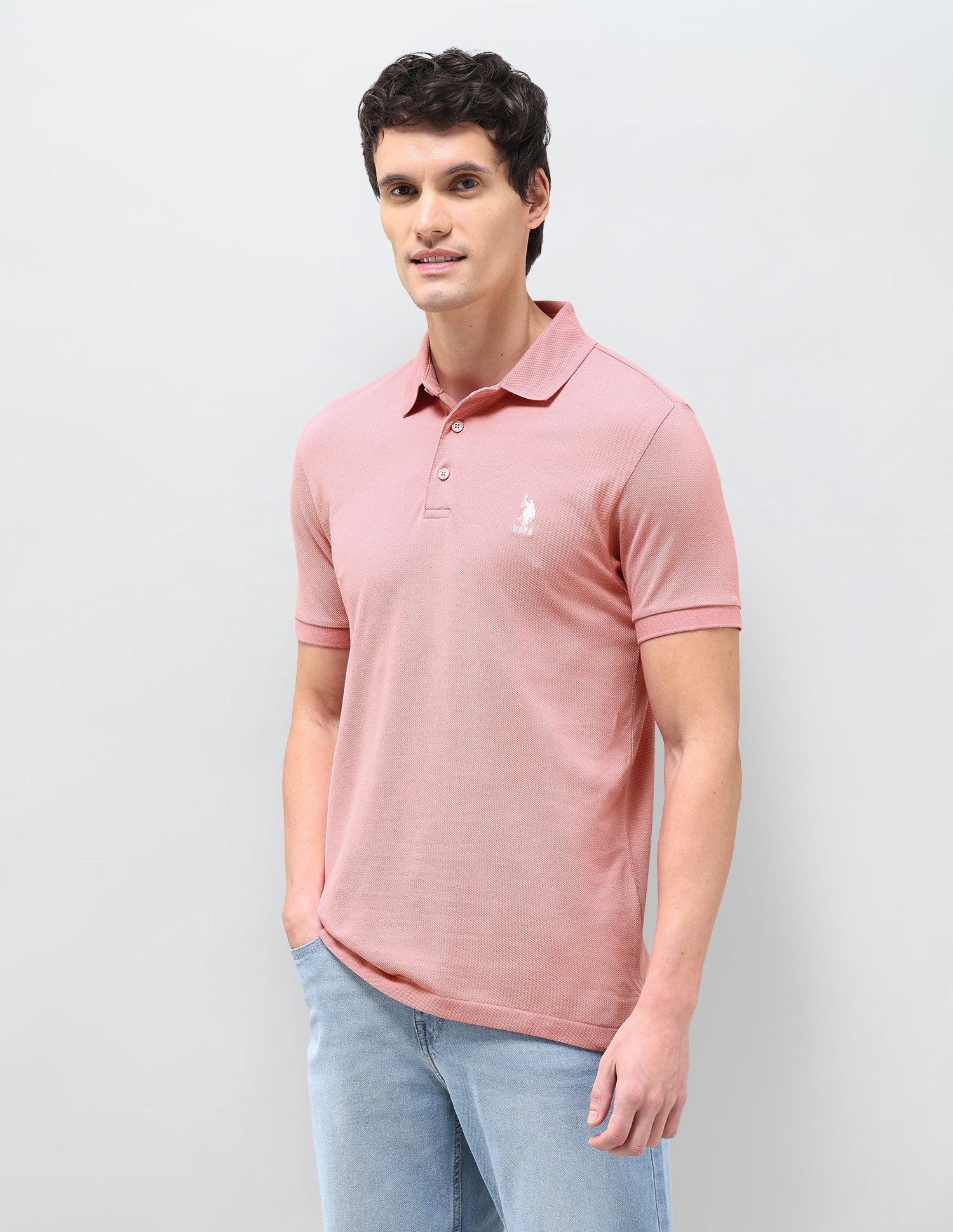 Solid Slim Fit Polo Shirt Dark Pink - U.S. Polo Assn. India | Large