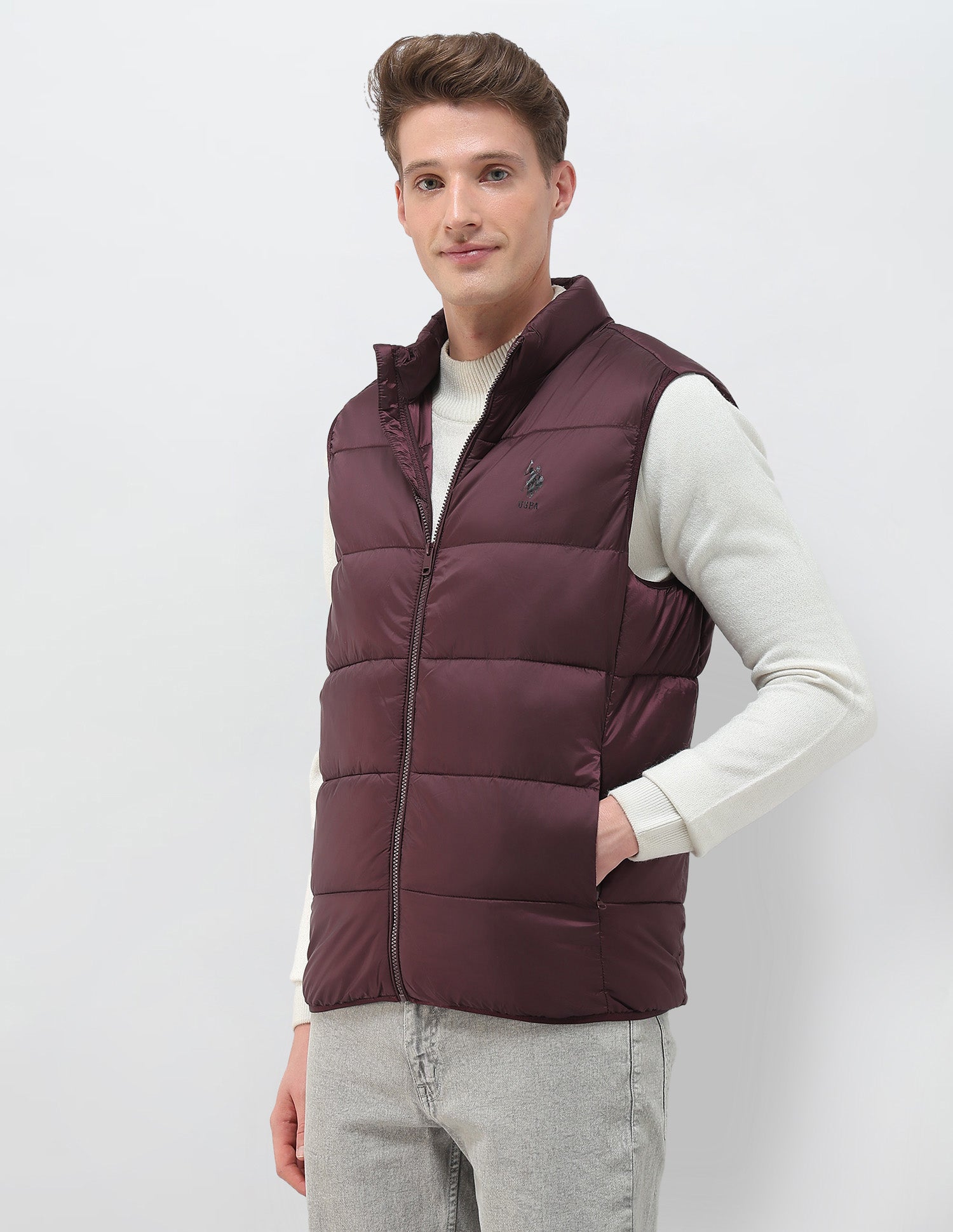 Regular Fit Packable Puffer Jacket Dark Red - U.S. Polo Assn. India | Large