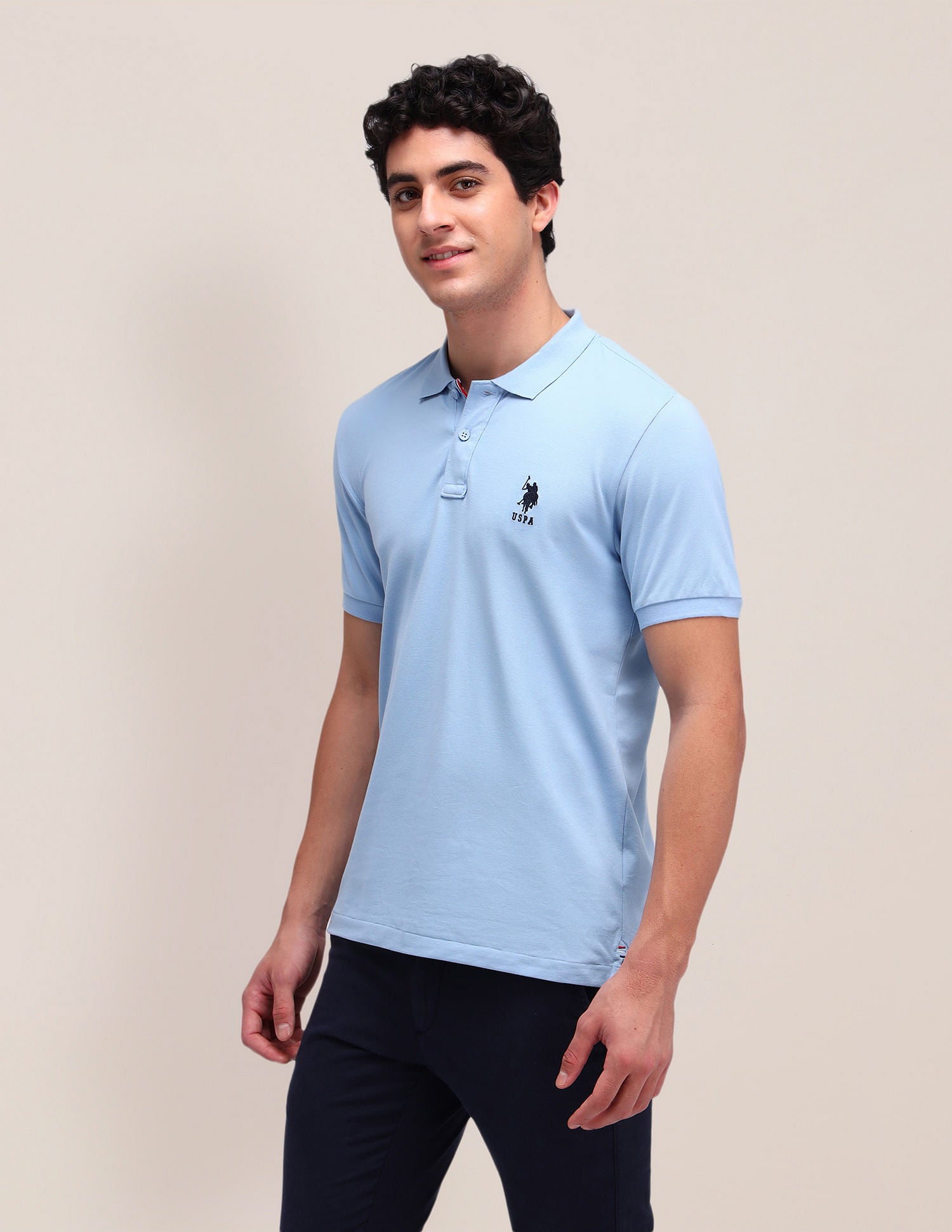 Slim Fit Solid Polo Shirt Blue - U.S. POLO ASSN. | Large