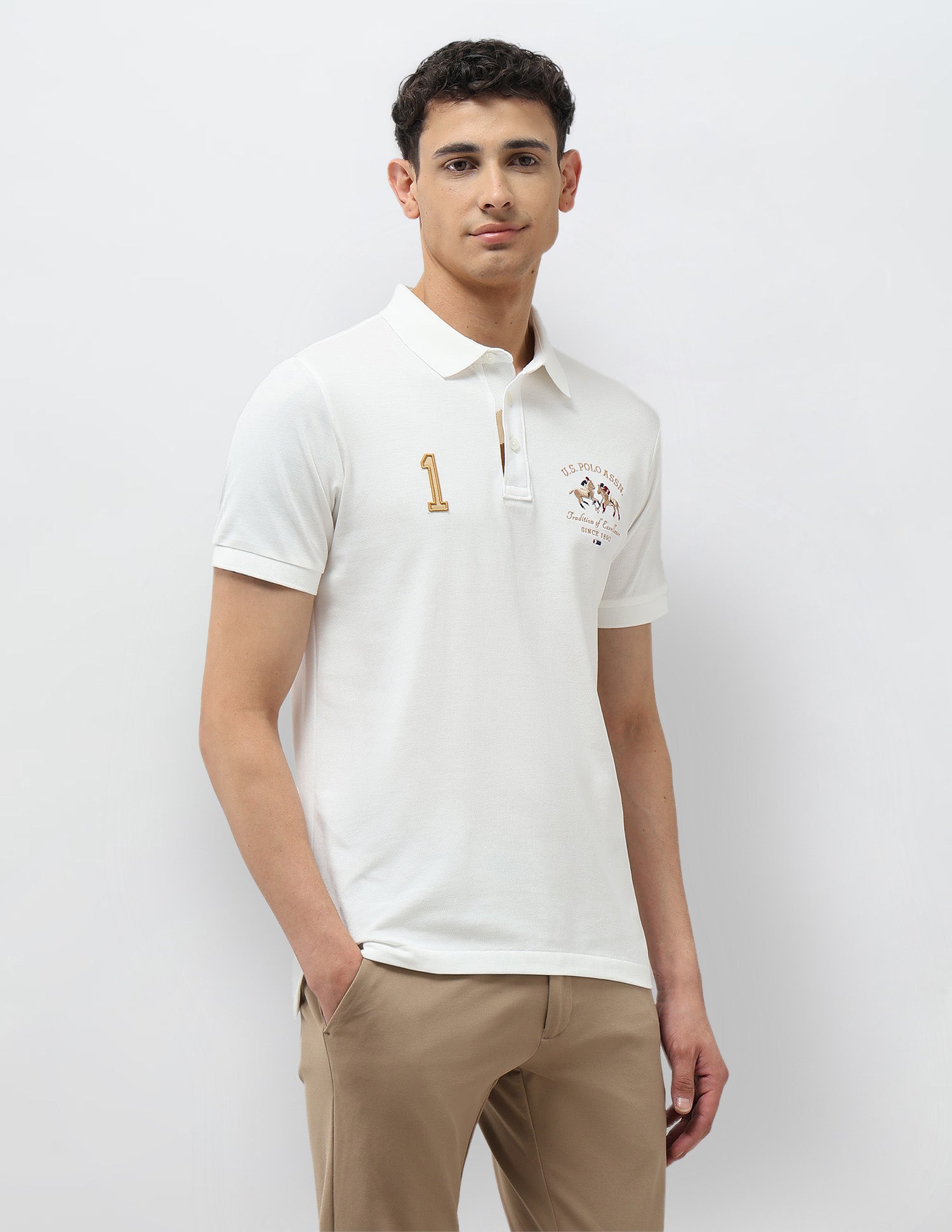 Numeric Brand Embroidered Polo Shirt Off White - U.S. POLO ASSN. | Large