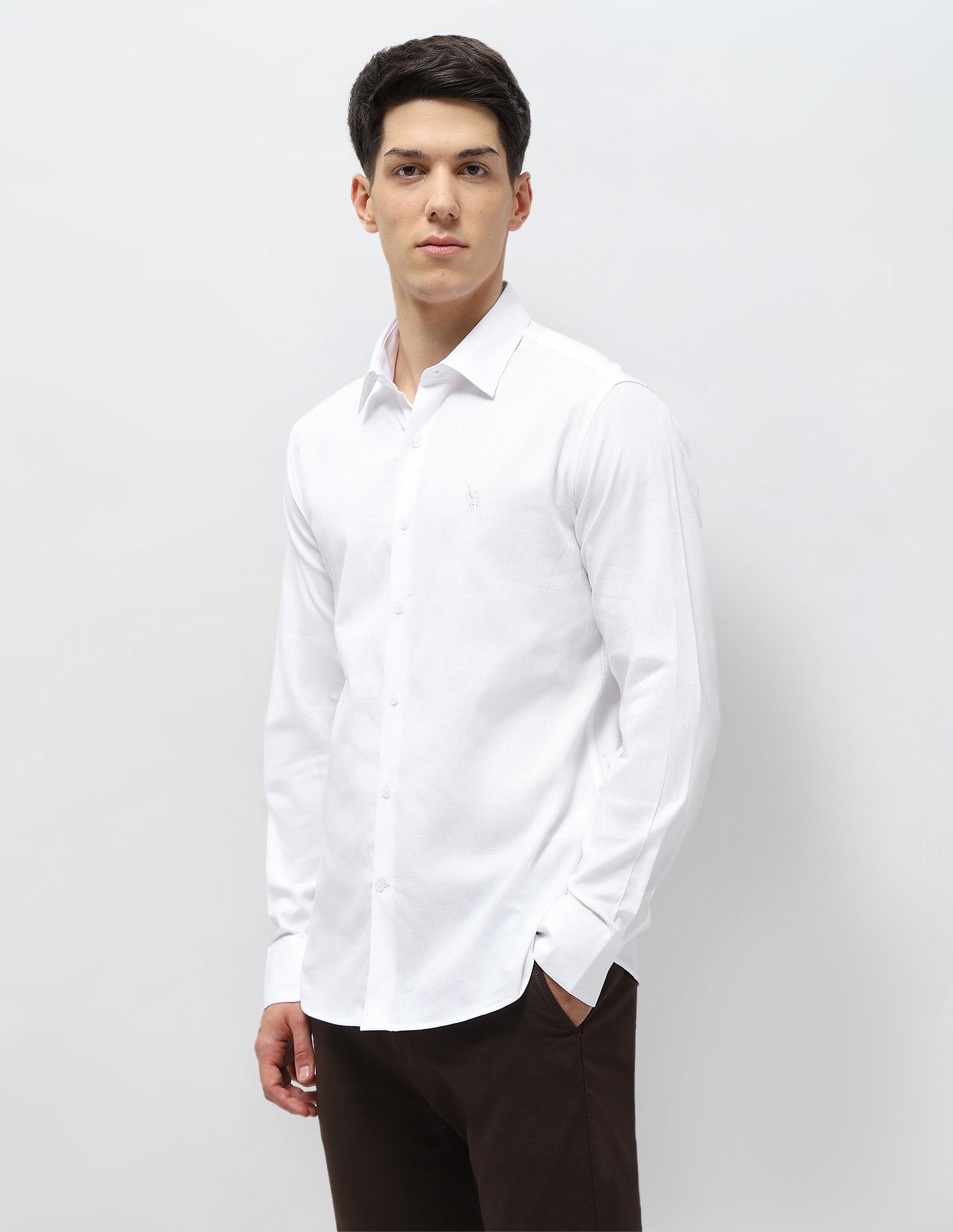 Textured Tailored Fit Shirt White - U.S. POLO ASSN. | Large