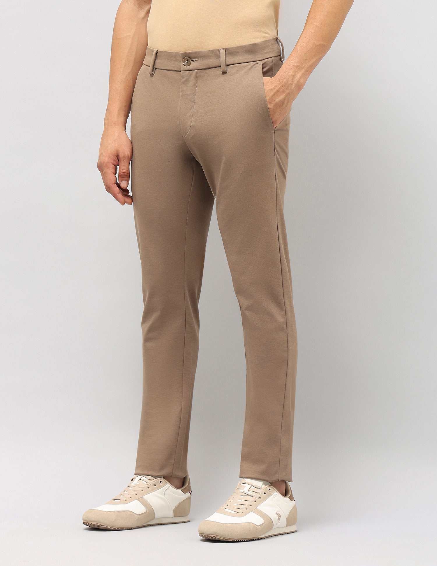 Mid Rise Denver Slim Fit Trousers Khaki - U.S. POLO ASSN. | Large