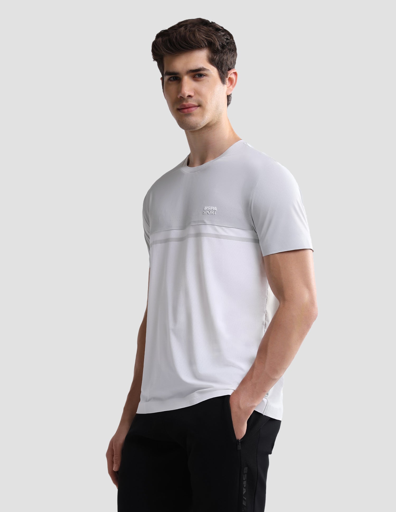 Colourblocked Slim Fit Active T-Shirt Grey - U.S. Polo Assn. India | Large