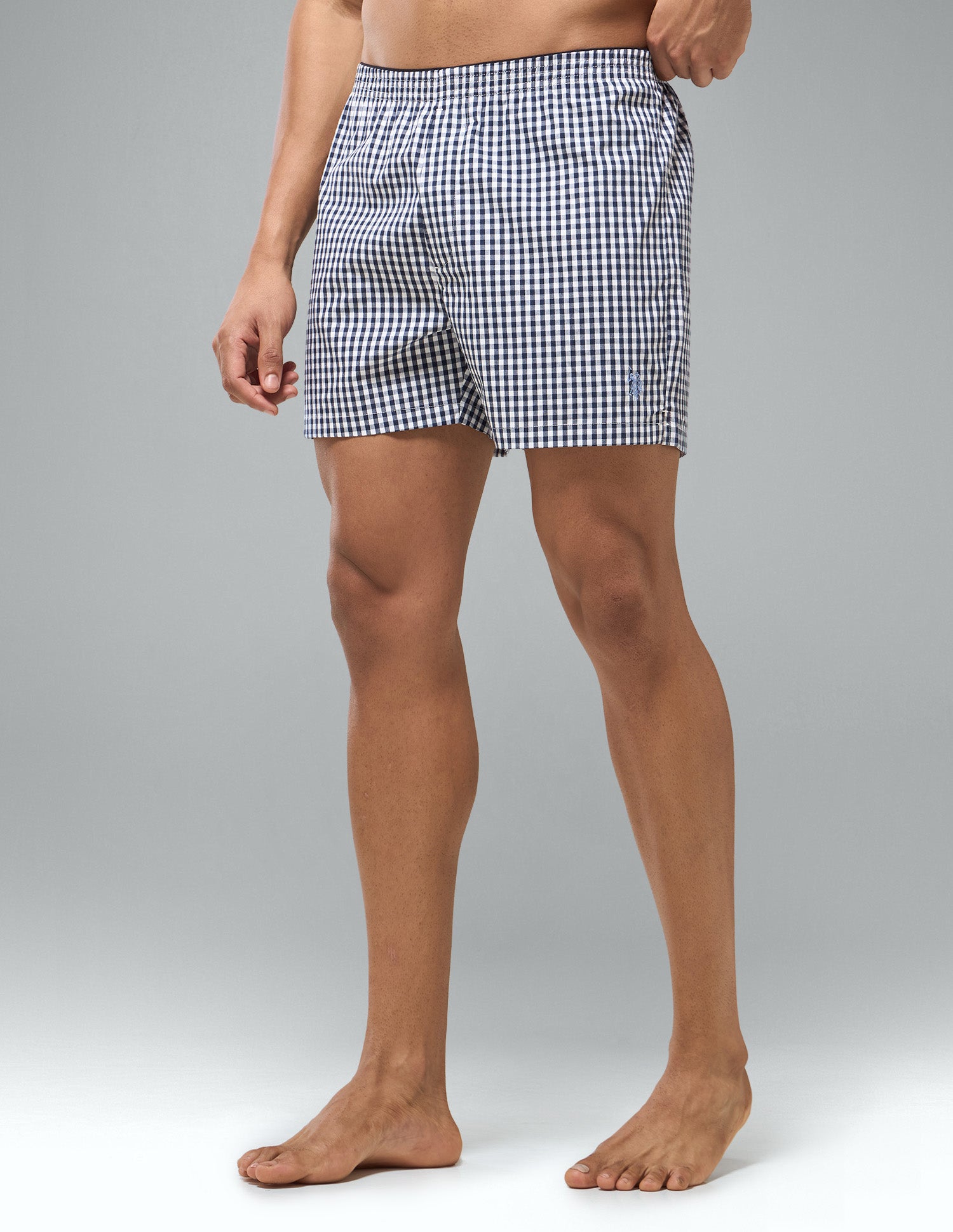 Gingham Checked OEX24 Boxer Shorts Navy - U.S. Polo Assn. India | Large