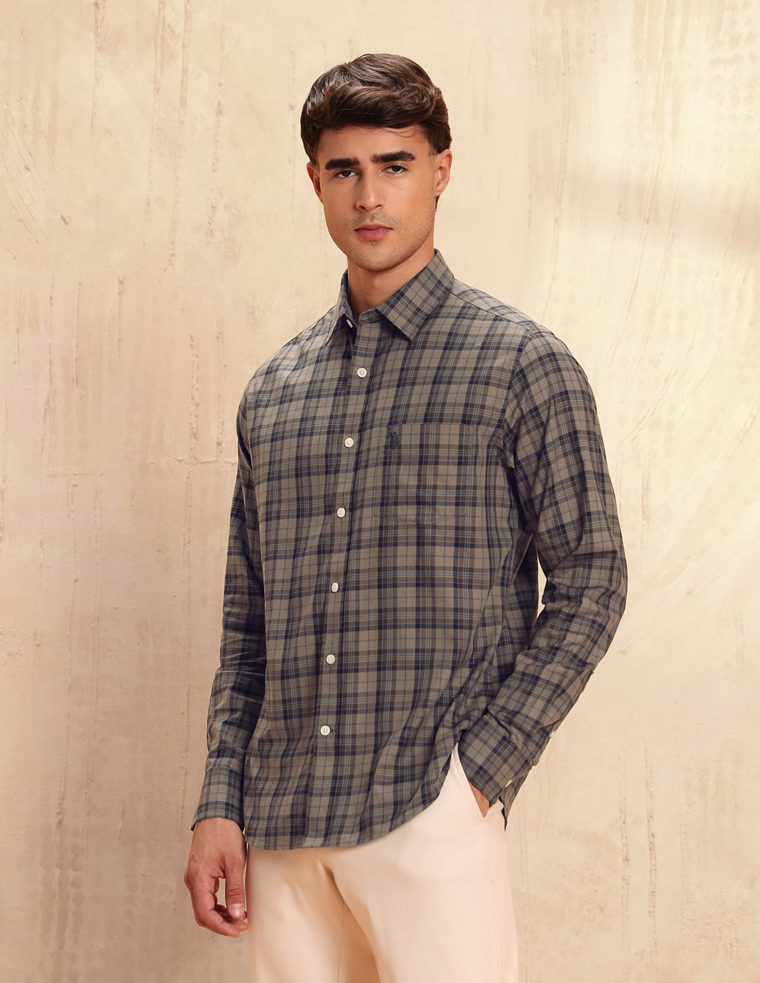 Tailored Fit Plaid Checked Shirt Brown - U.S. POLO ASSN. | Large