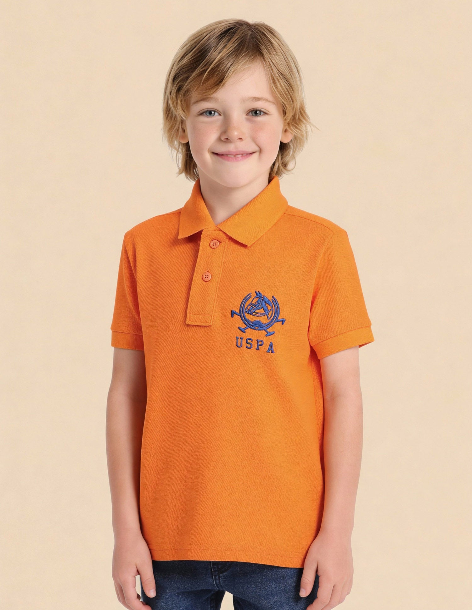 Boys Pure Cotton Polo Shirt Orange - U.S. Polo Assn. India | Large