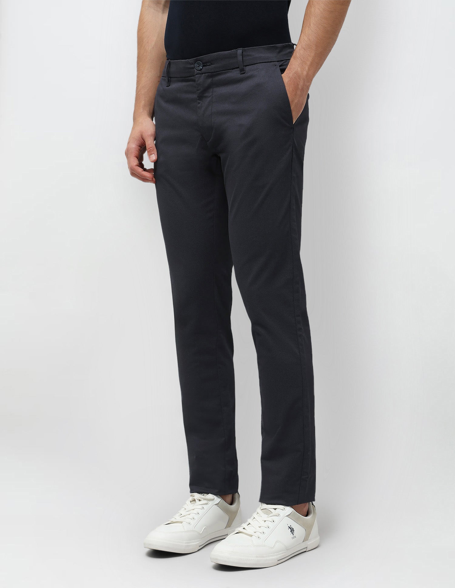 Austin Slim Fit Satin Trousers Navy - U.S. POLO ASSN. | Large