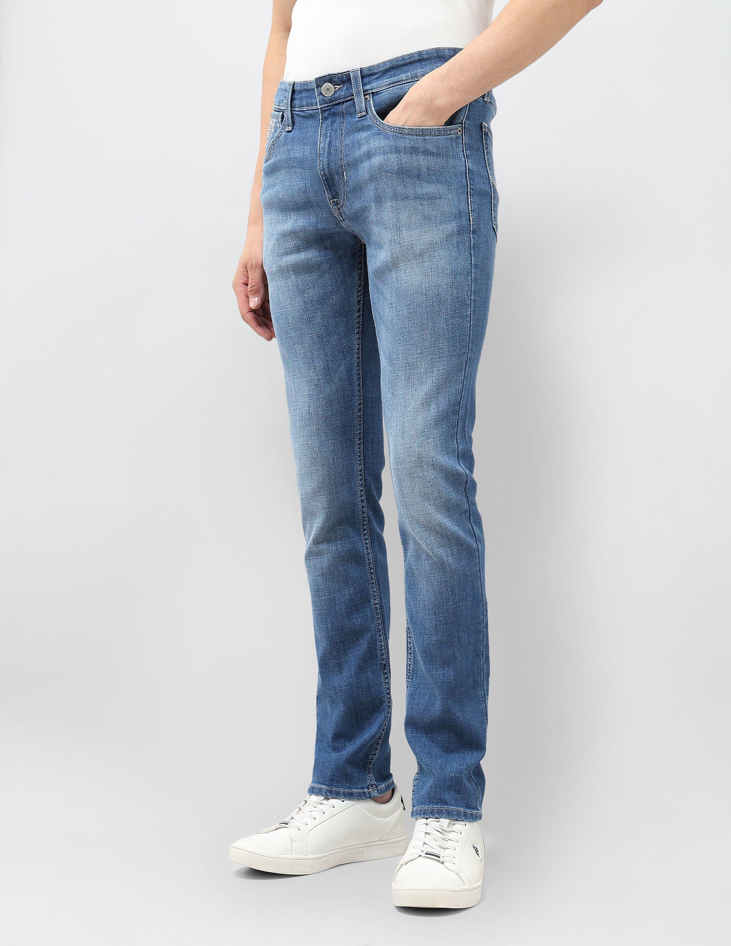 Regallo Skinny Fit Whiskered Jeans Med Blue - U.S. Polo Assn. India | Large