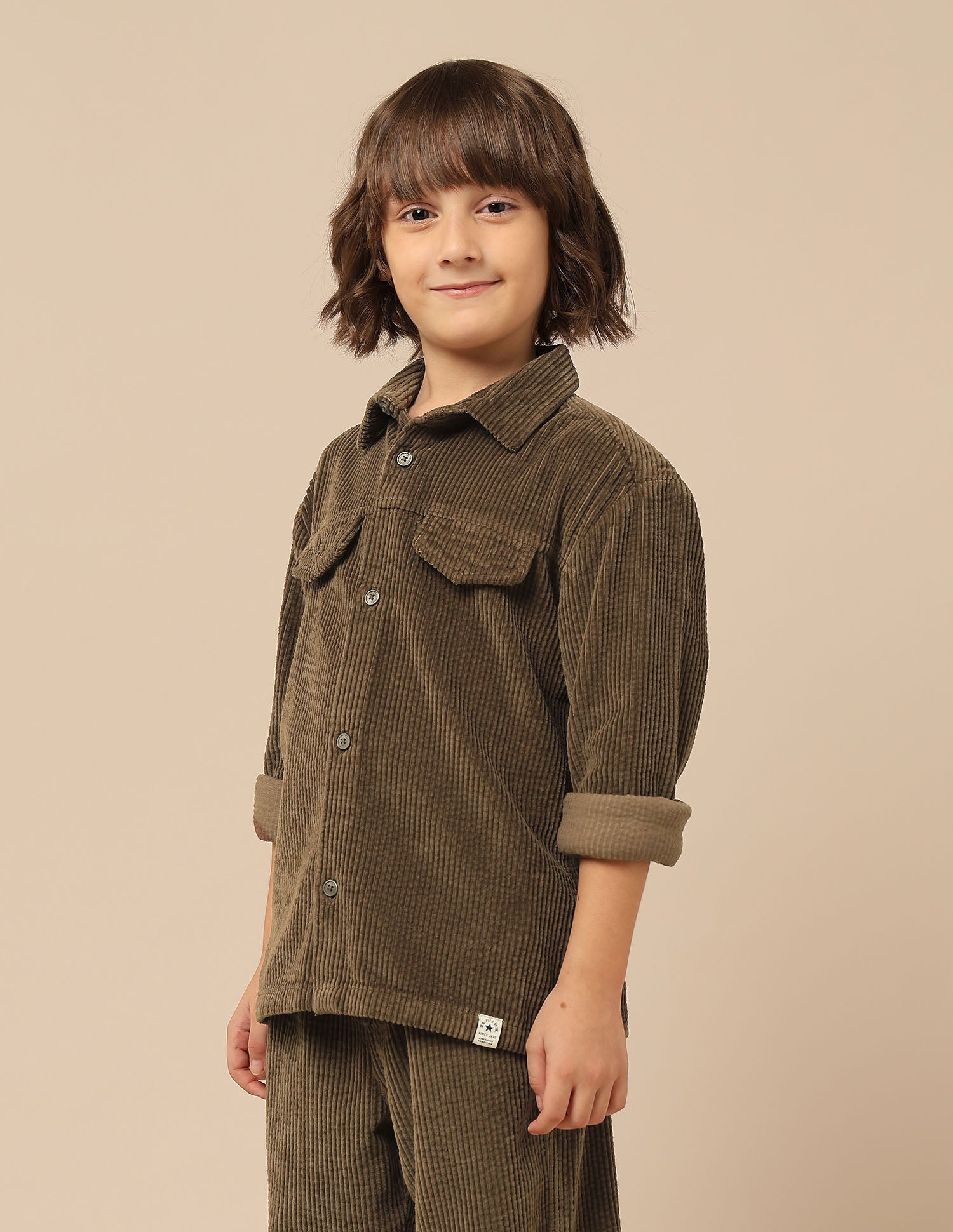 Boys Corduroy Regular Fit Shacket Brown - U.S. POLO ASSN. | Large