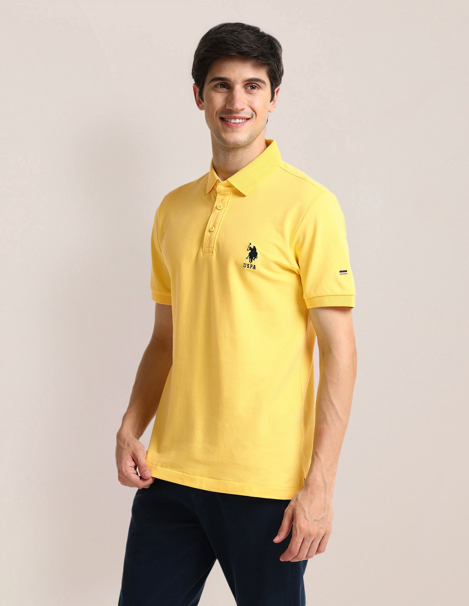 Slim Fit Logo Polo Shirt Yellow - U.S. Polo Assn. India | Large