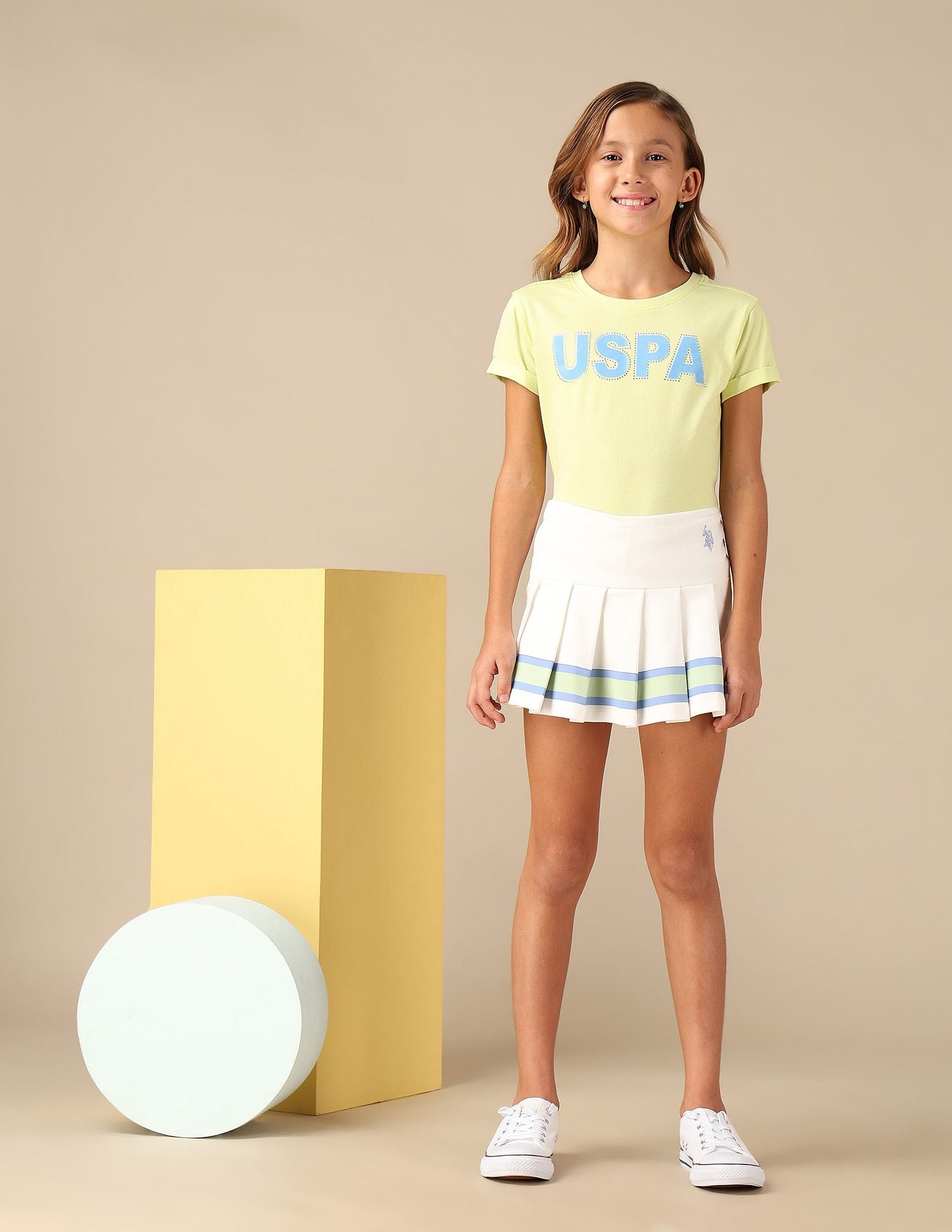 Girls Striped Varsity Skorts Off White - U.S. POLO ASSN. | Large