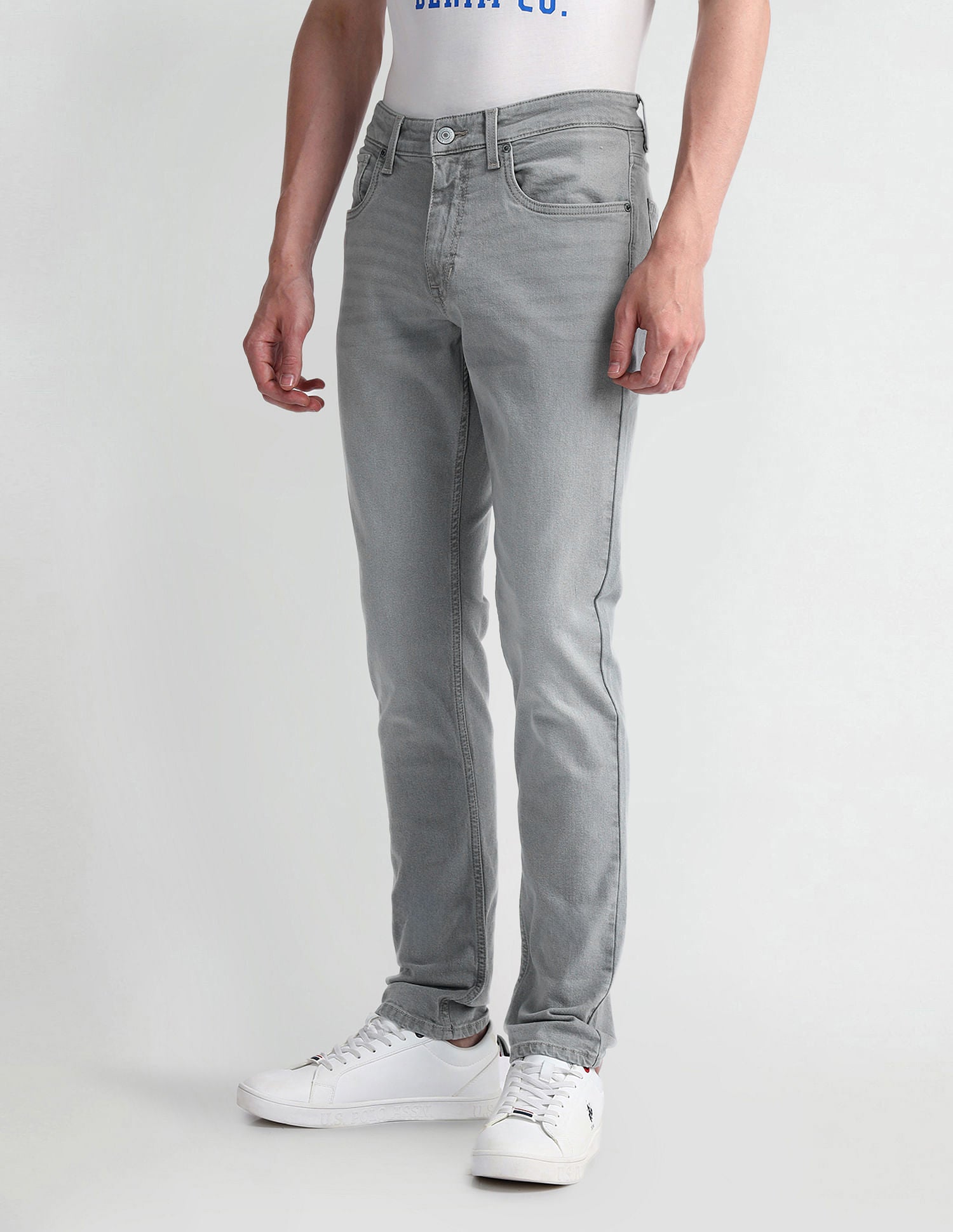 Brandon Slim Tapered Grey Jeans Light Grey - U.S. Polo Assn. India | Large