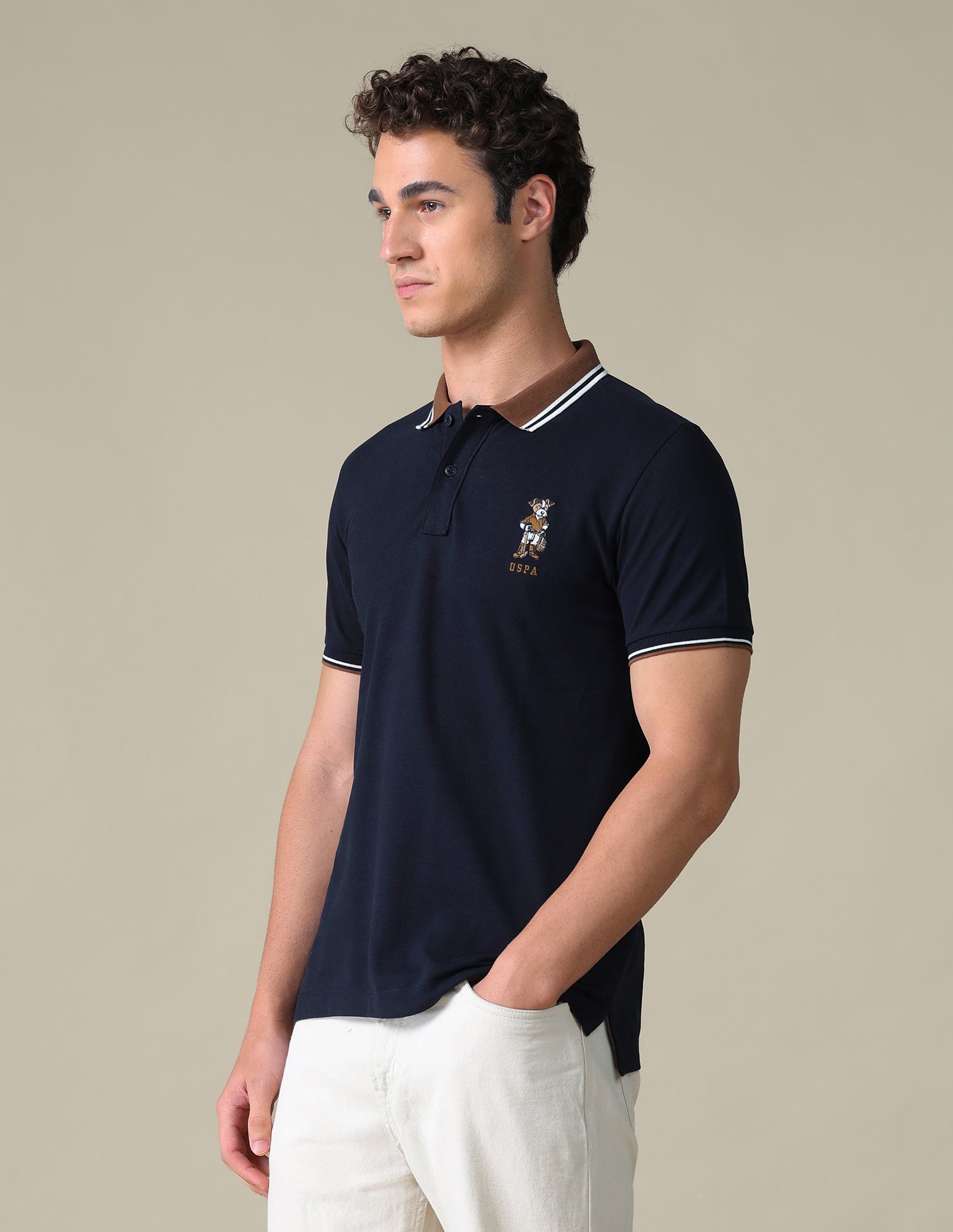 Regular Fit Typographic Polo Shirt Navy - U.S. Polo Assn. India | Large