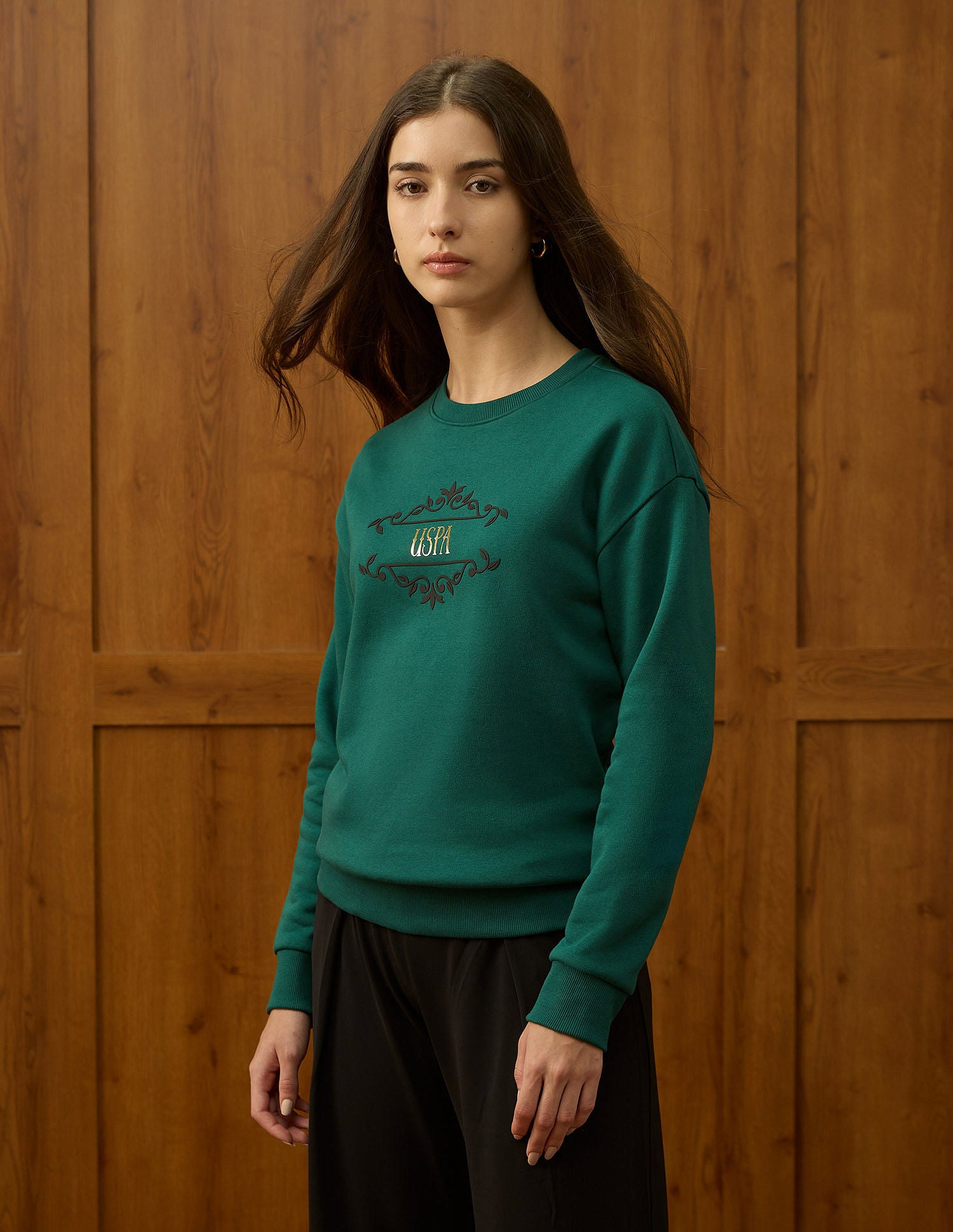 Drop Shoulder Brand Printed Sweatshirt Green - U.S. POLO ASSN. | Large