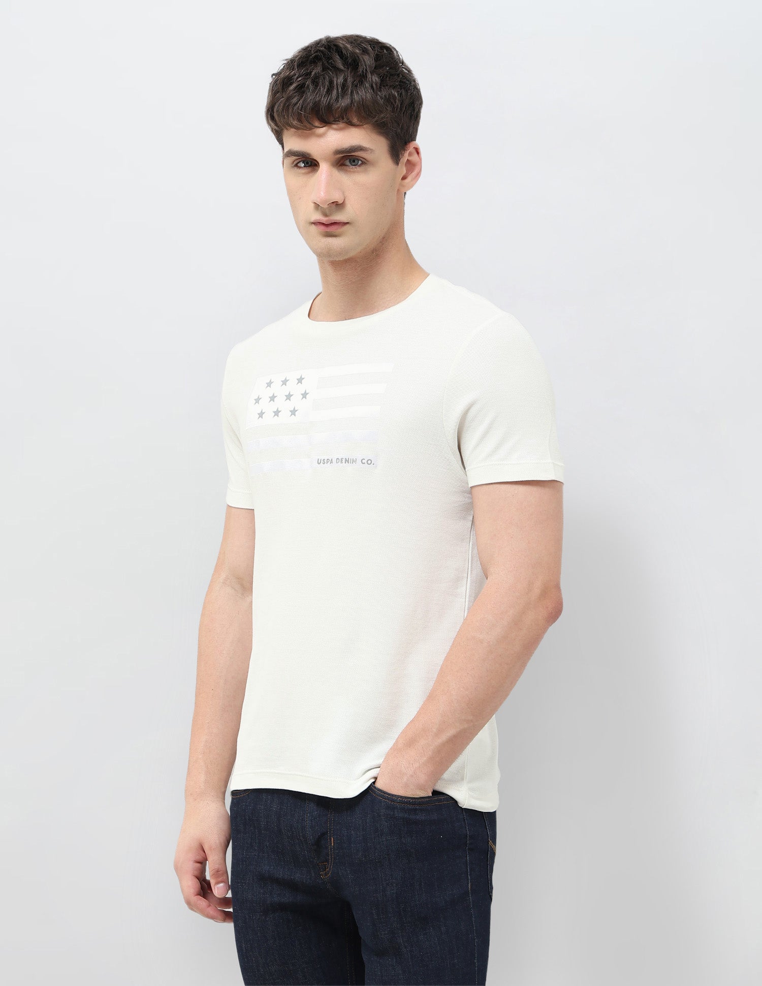 Graphic Printed Denim Legacy T-Shirt Off White - U.S. POLO ASSN. | Large