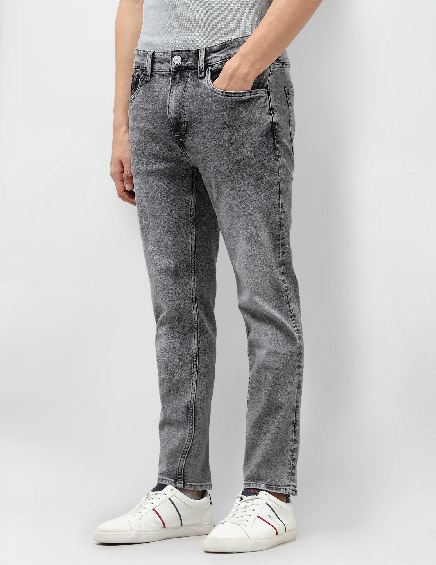 Cole Comfort Cropped Fit Grey Jeans Grey - U.S. POLO ASSN. | Large