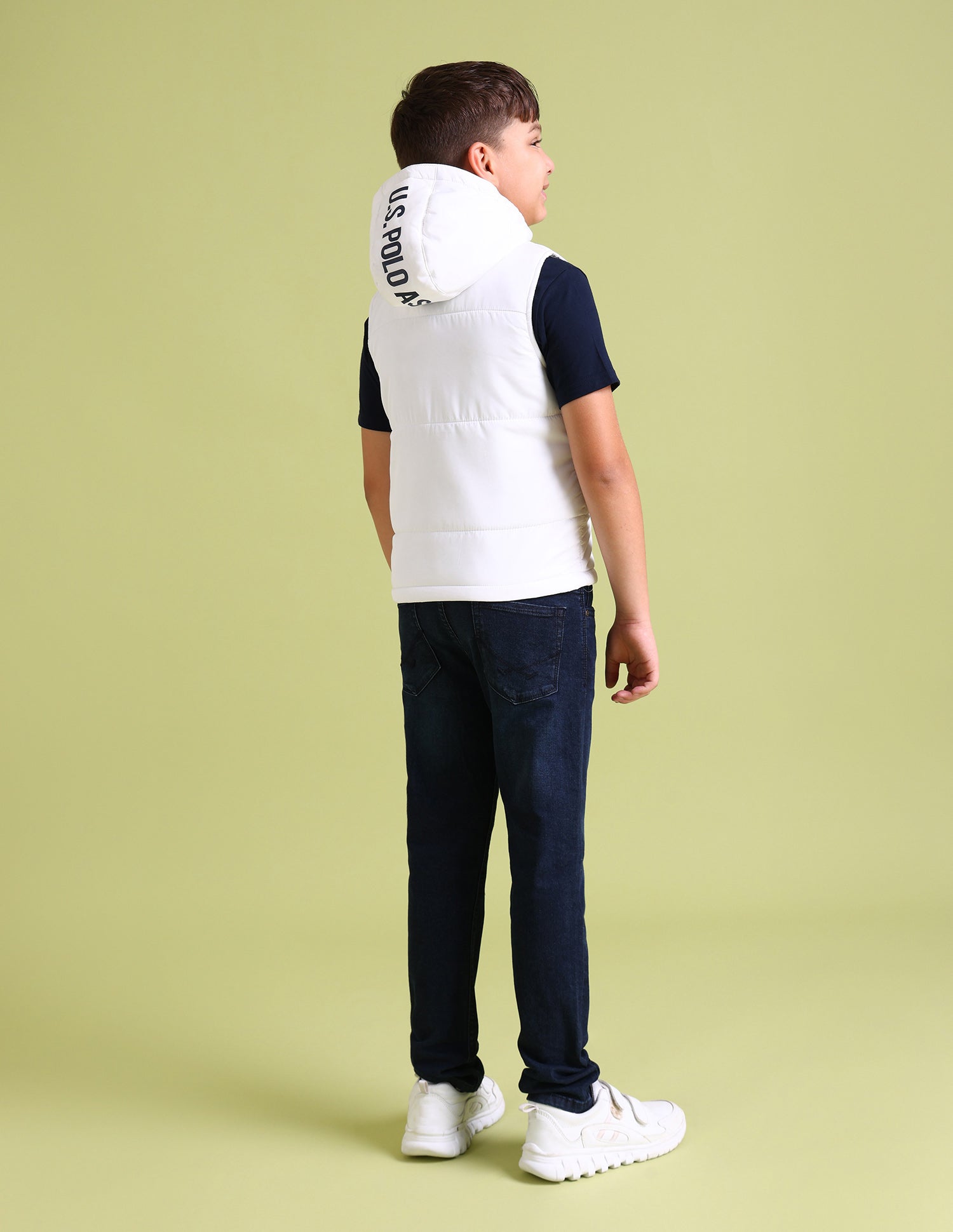 Sleeveless Horizontal Stripe Puffer Jacket White - U.S. POLO ASSN. | Large