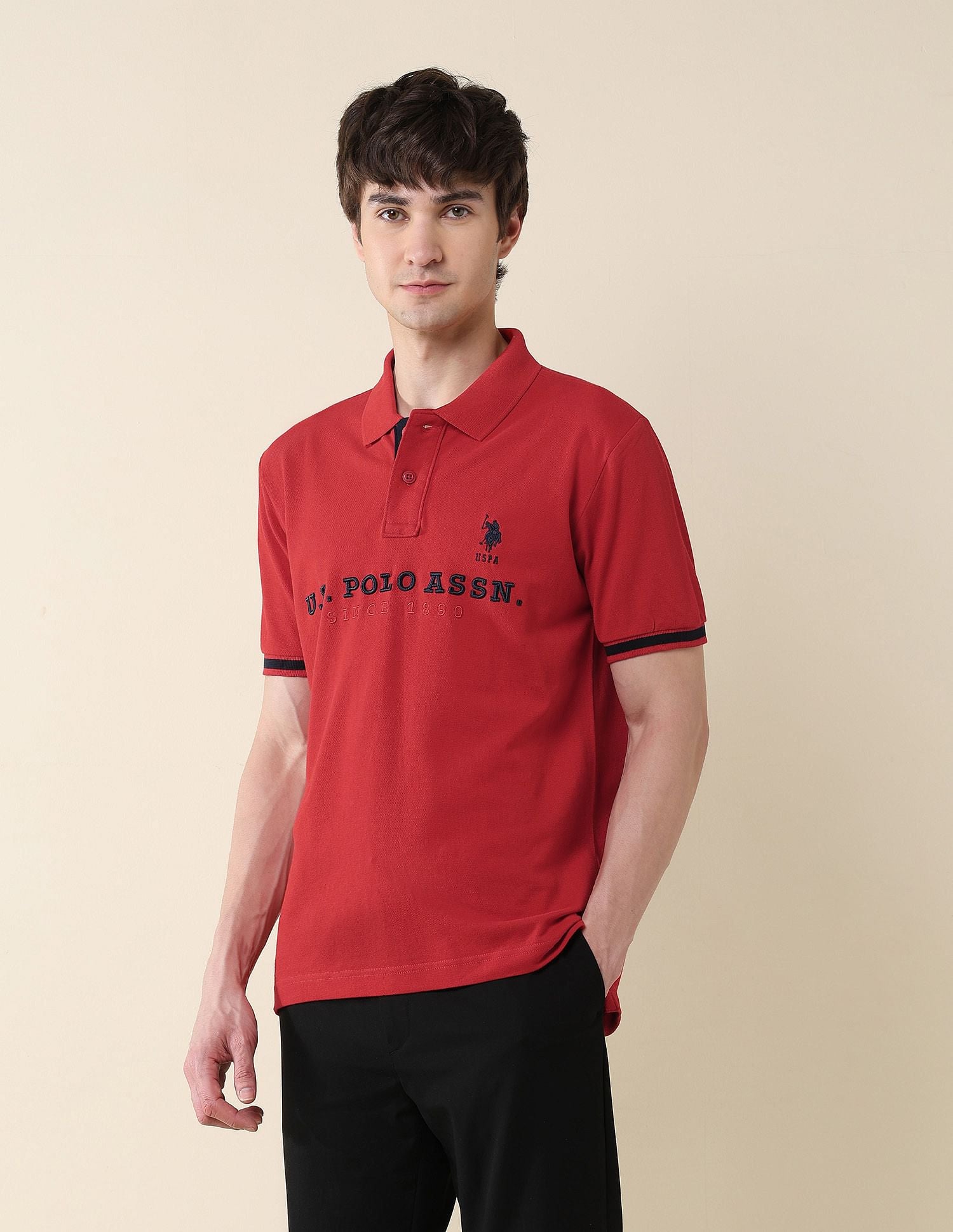 Slim Fit Brand Embroidered Polo Shirt Red - U.S. POLO ASSN. | Large