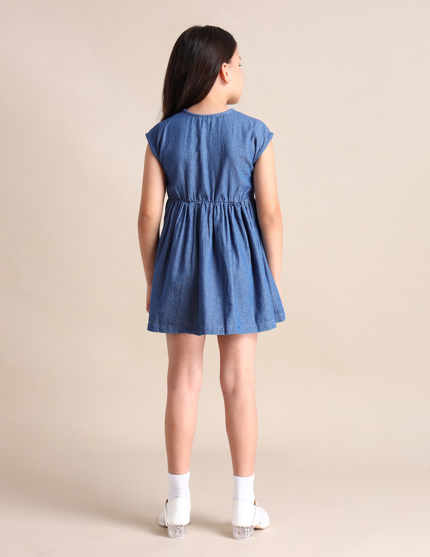 Girls Cotton Fit & Flare Dress Blue - U.S. POLO ASSN. | Large
