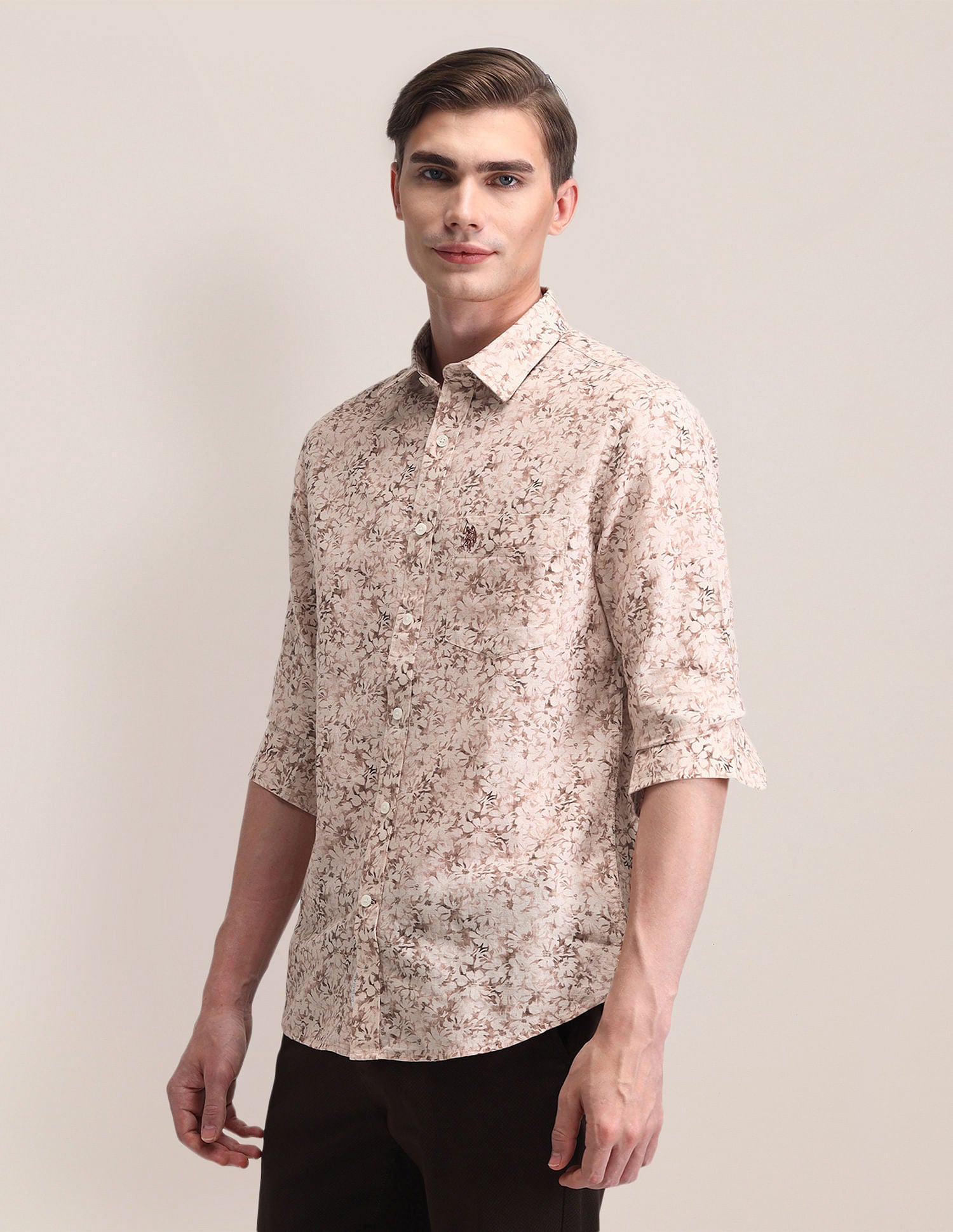 Tailored Fit Printed Shirt Pink - U.S. Polo Assn. India | Large